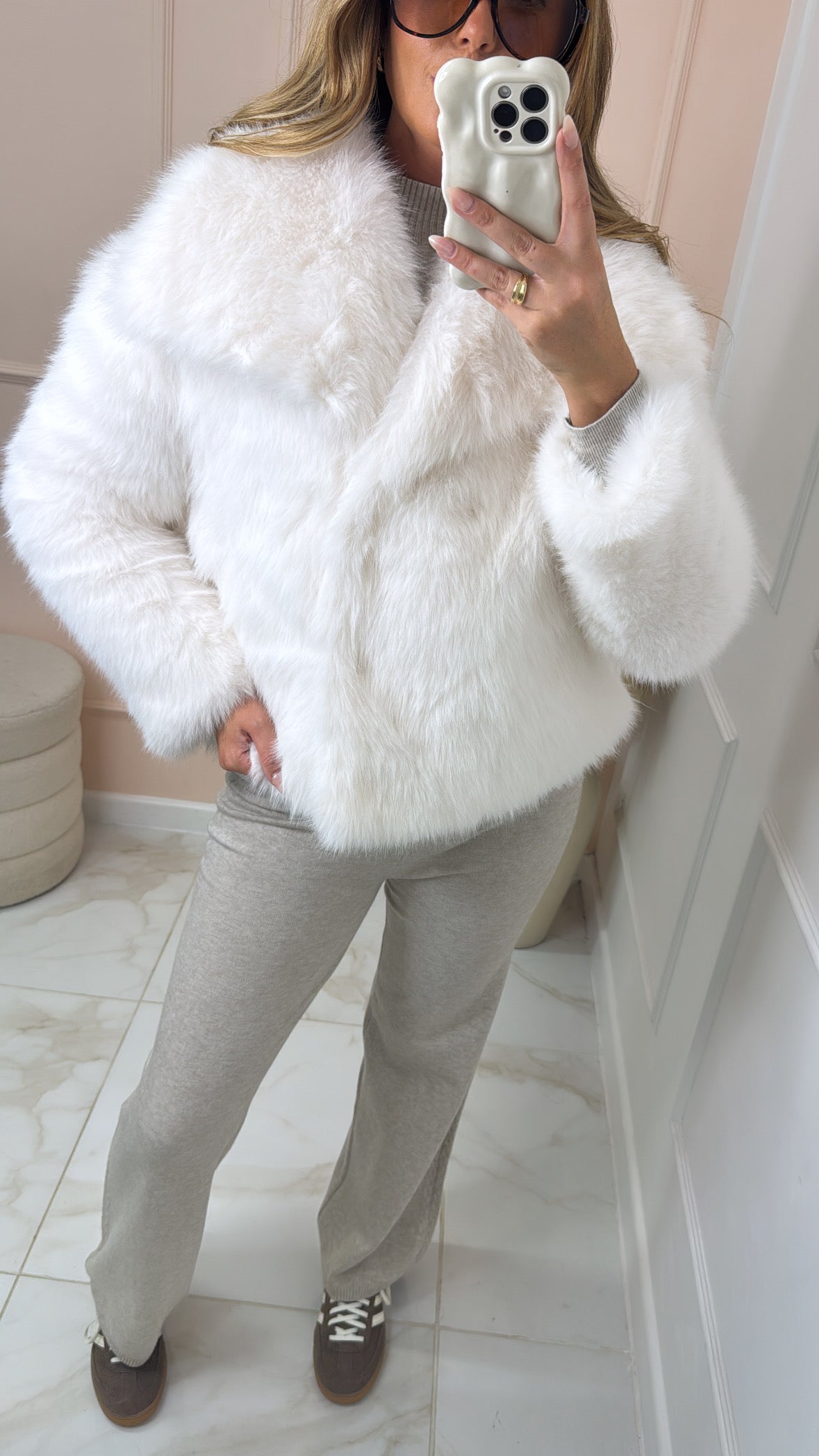 KEELEY white faux fur soft jacket