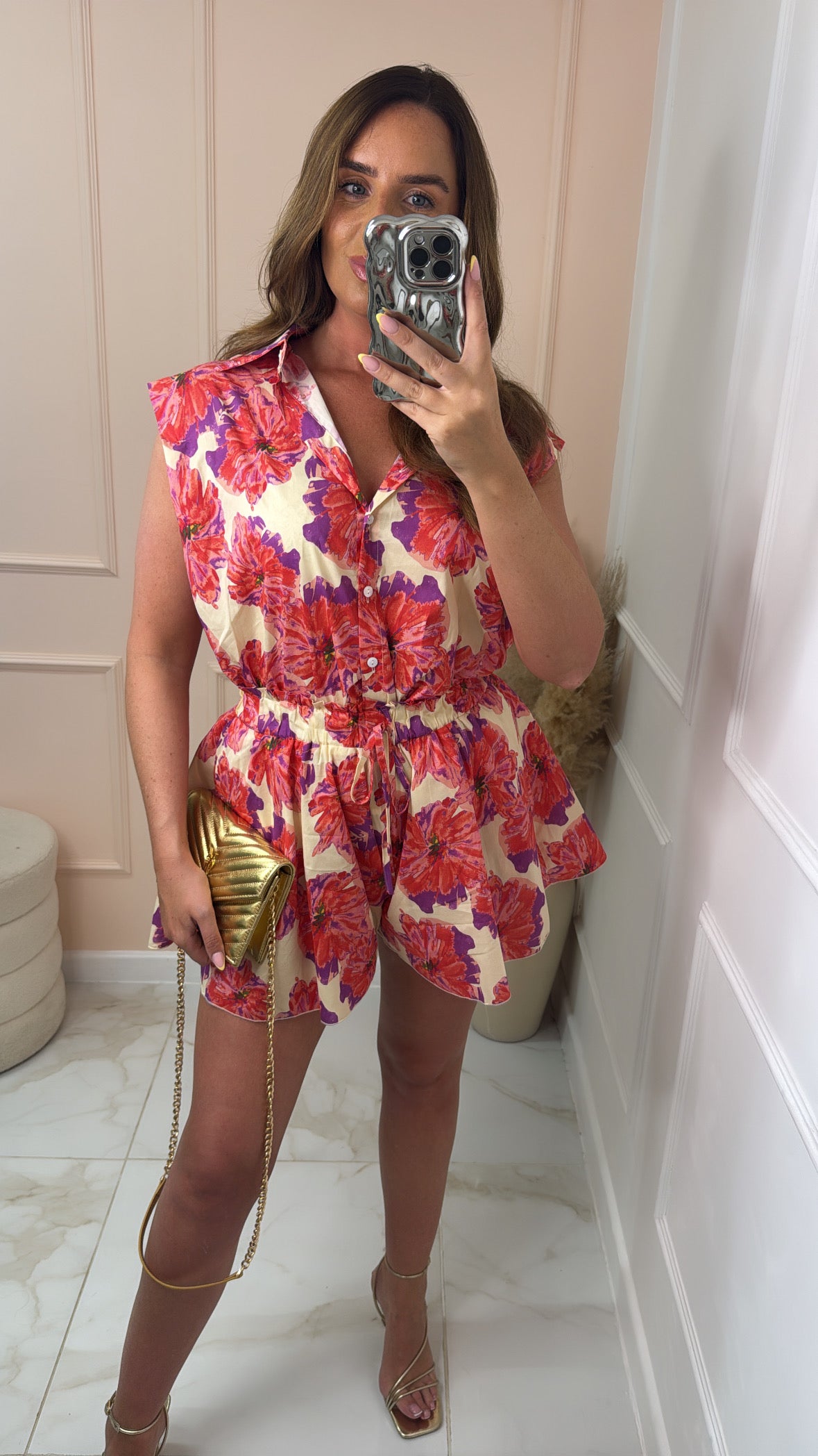 MEL coral floral print short set