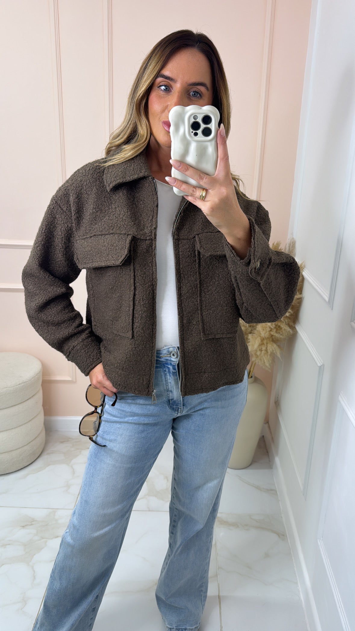 JILLIAN brown teddy utility jacket