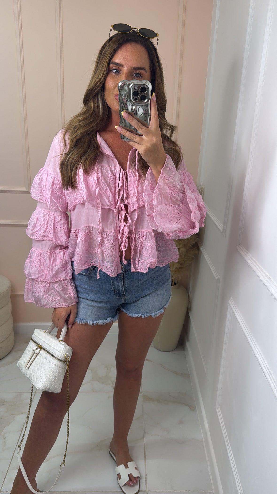 ROMEE pink broderie frill blouse