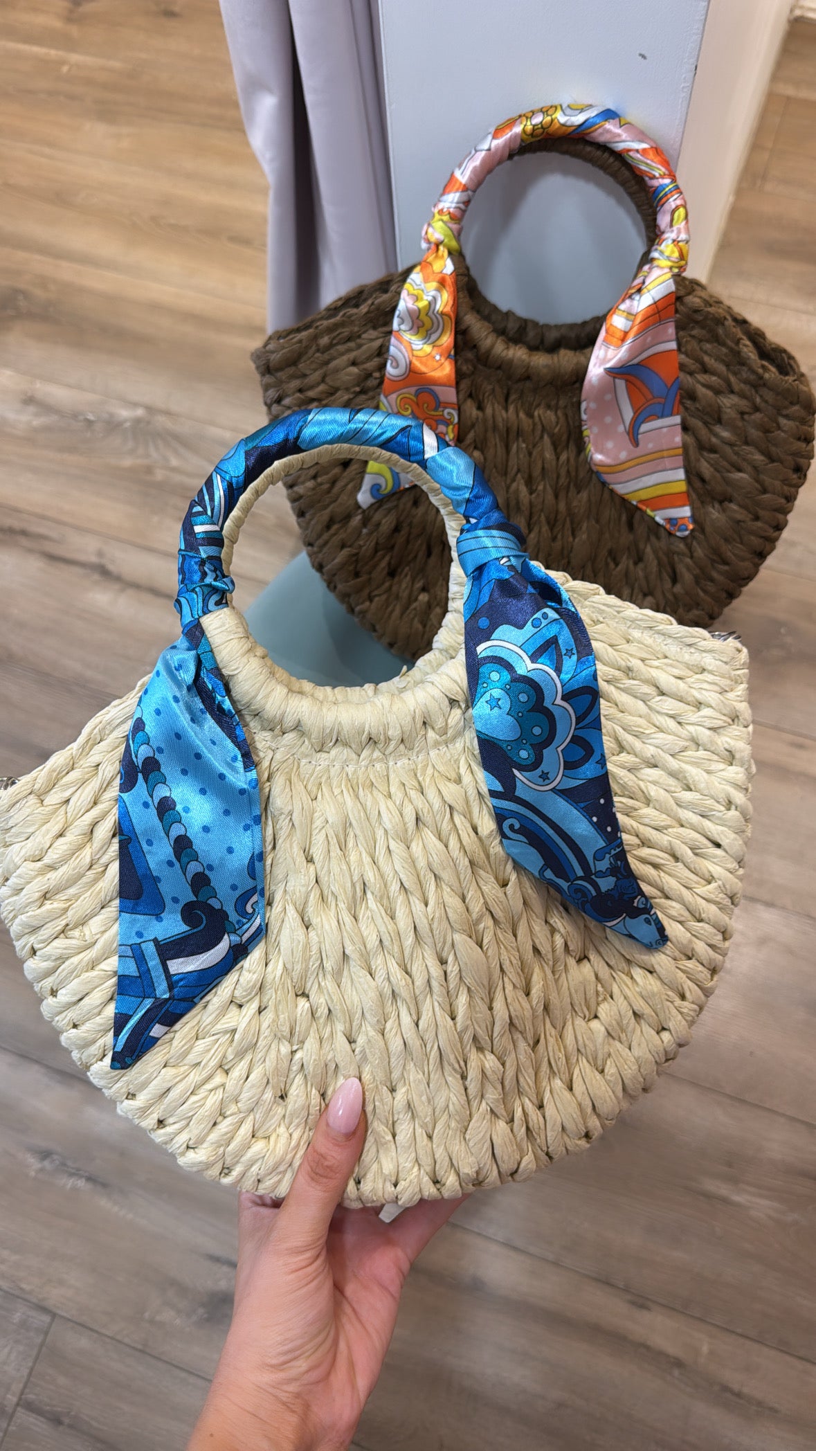 CIARA beige scarf woven bag