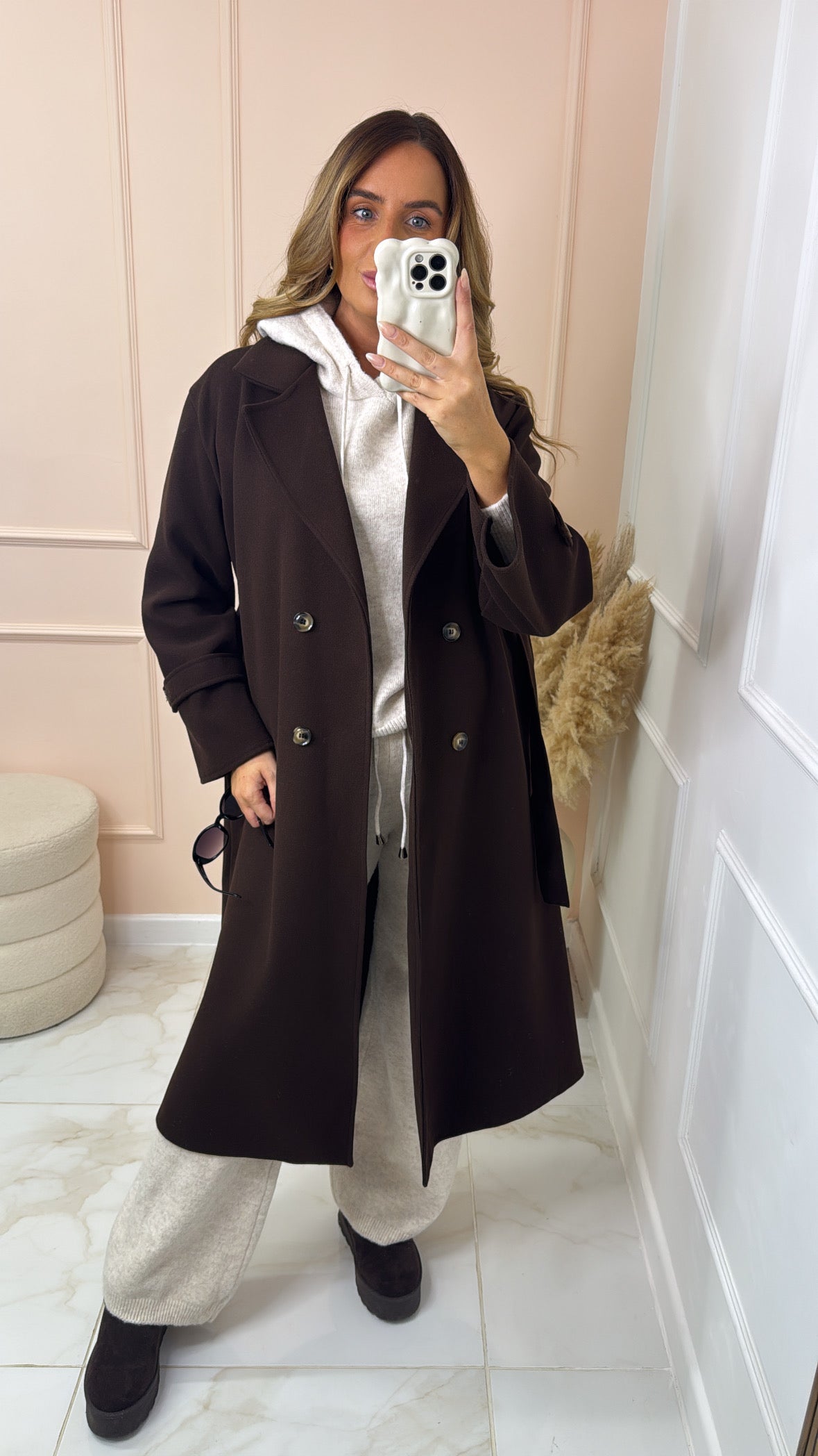 MORGAN brown collar belted trench coat