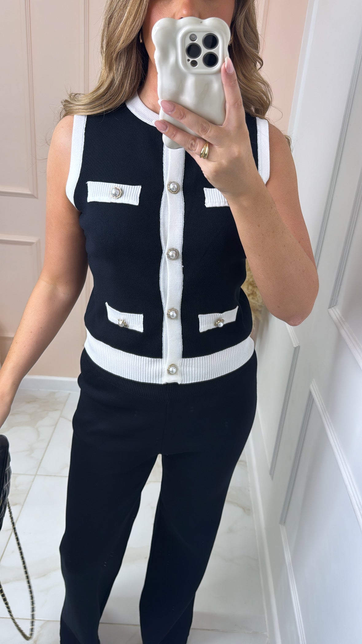 TILLY black contrast military style lounge set