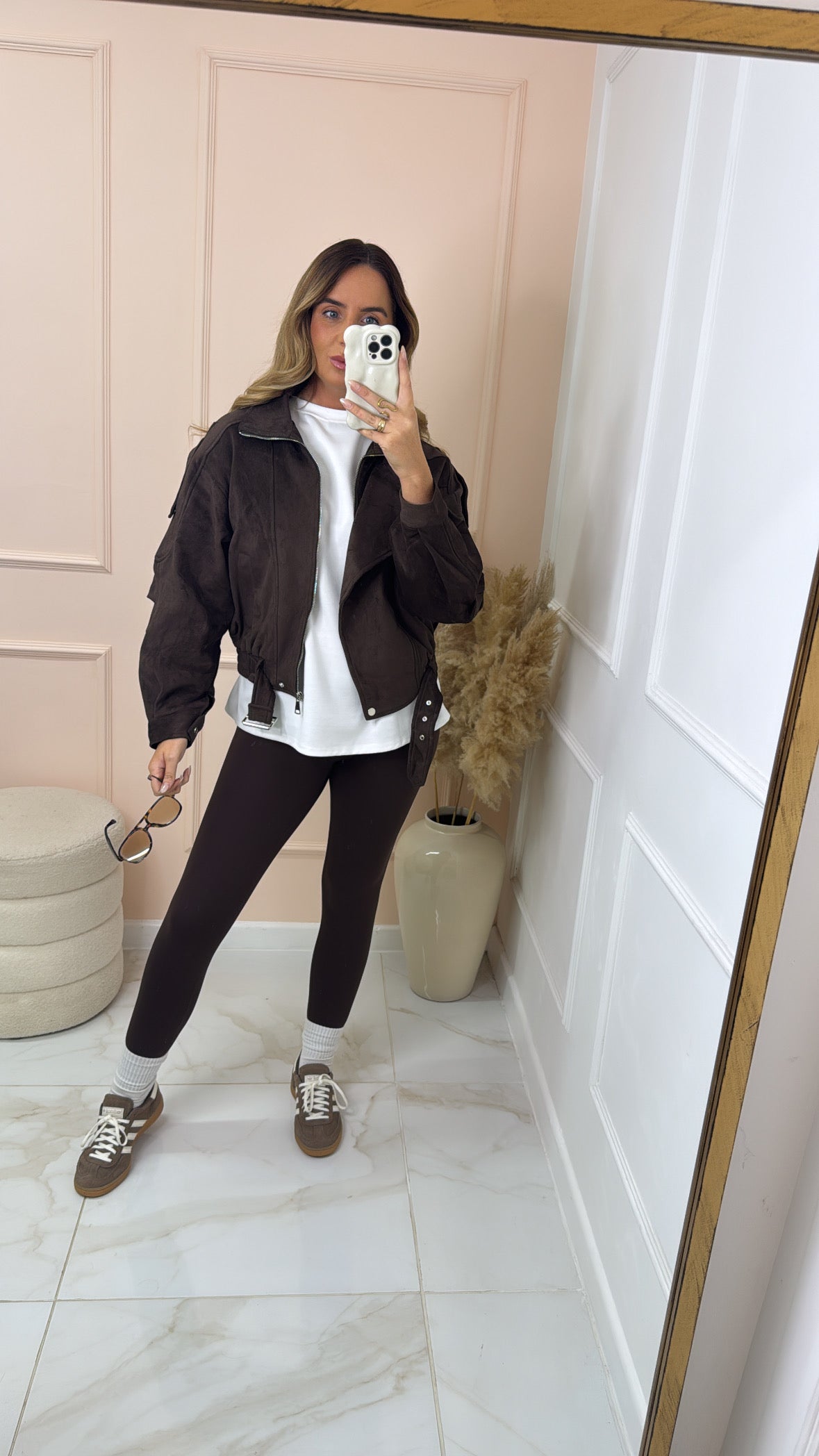 CIARA brown suede biker jacket