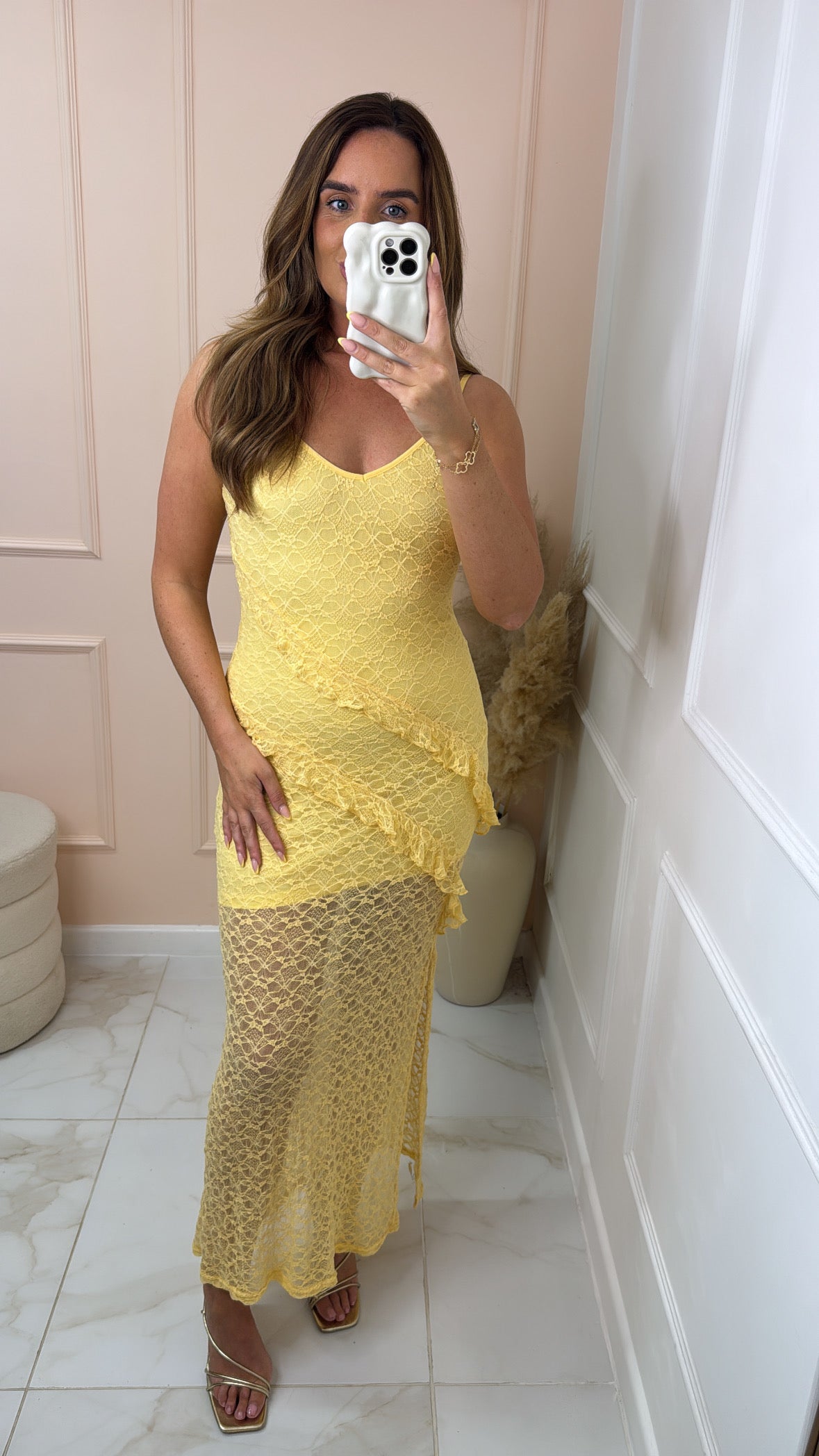 BELLA buttermilk frill lace maxi dress