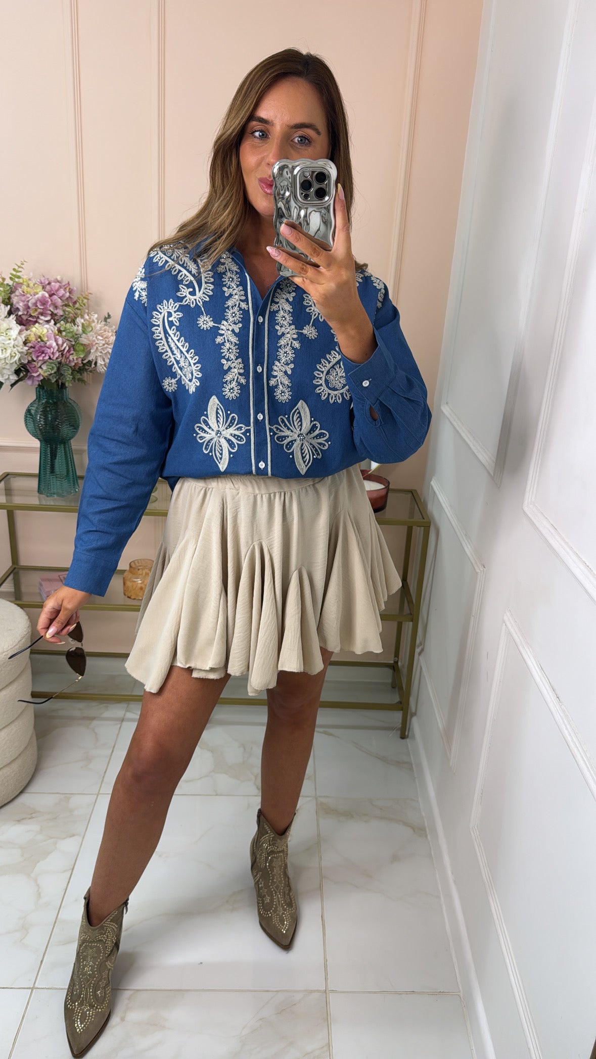 MAEVE embroidered denim shirt