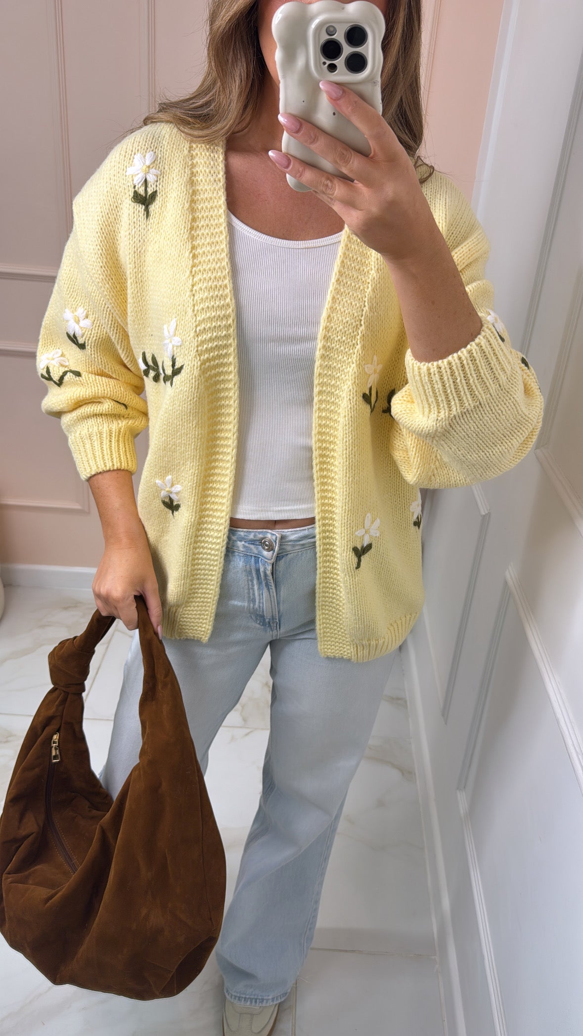 CHLOE lemon daisy knit cardigan