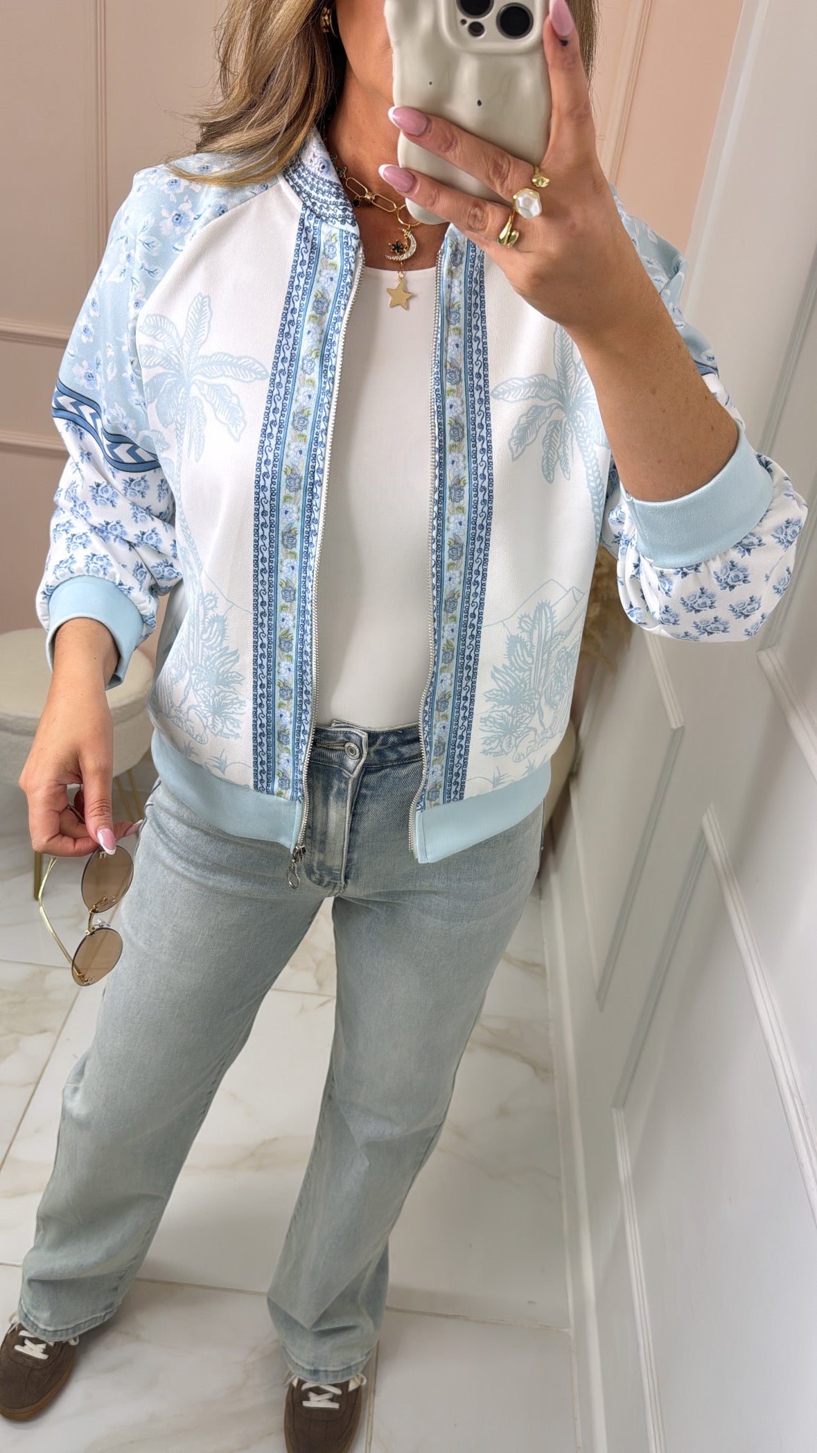 DARYL blue printed bomber jacket
