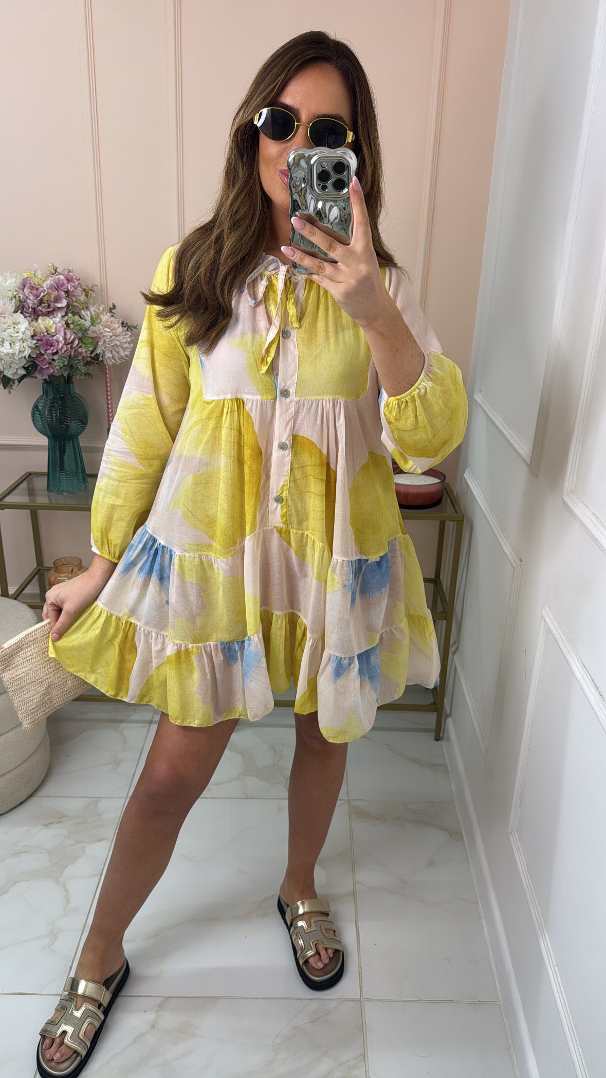 HOLLIE yellow floral beach dress