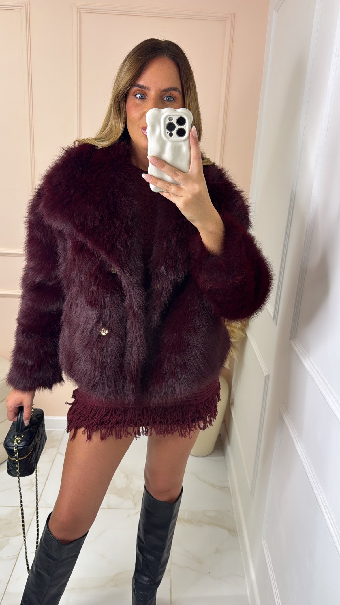 KEELEY wine faux fur soft jacket