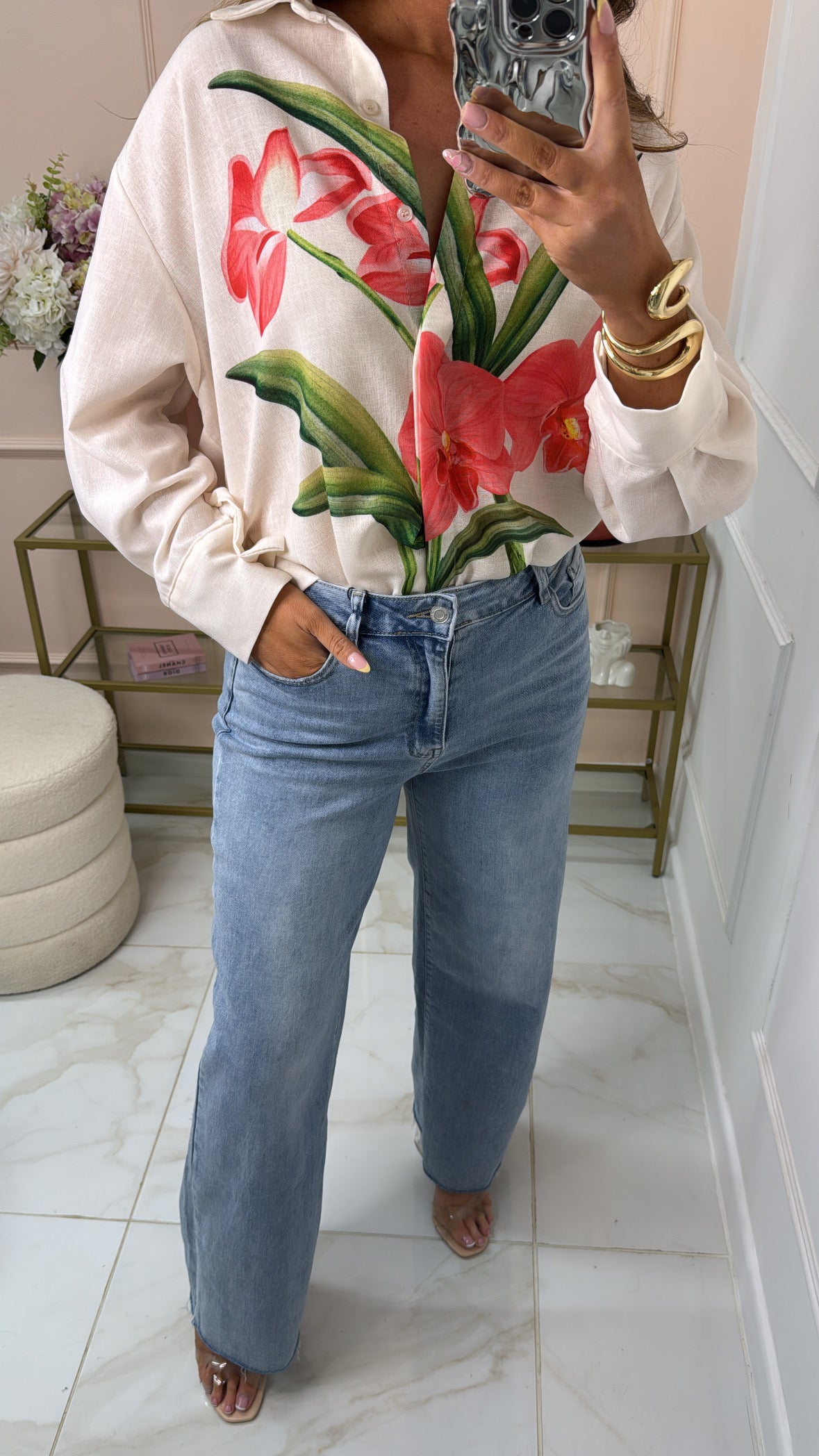 ERIN light wash high waisted raw hem jeans