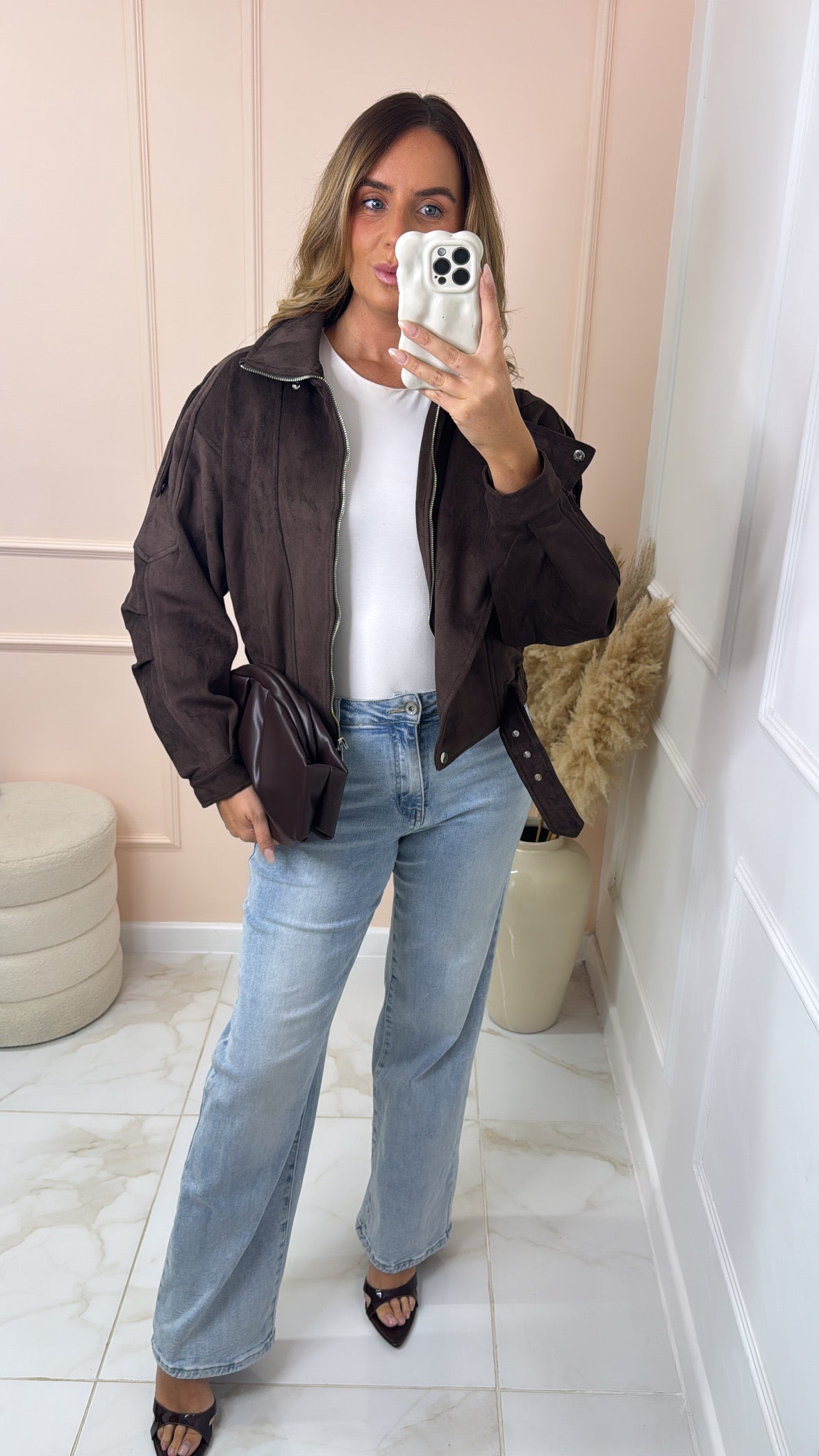 CIARA brown suede biker jacket