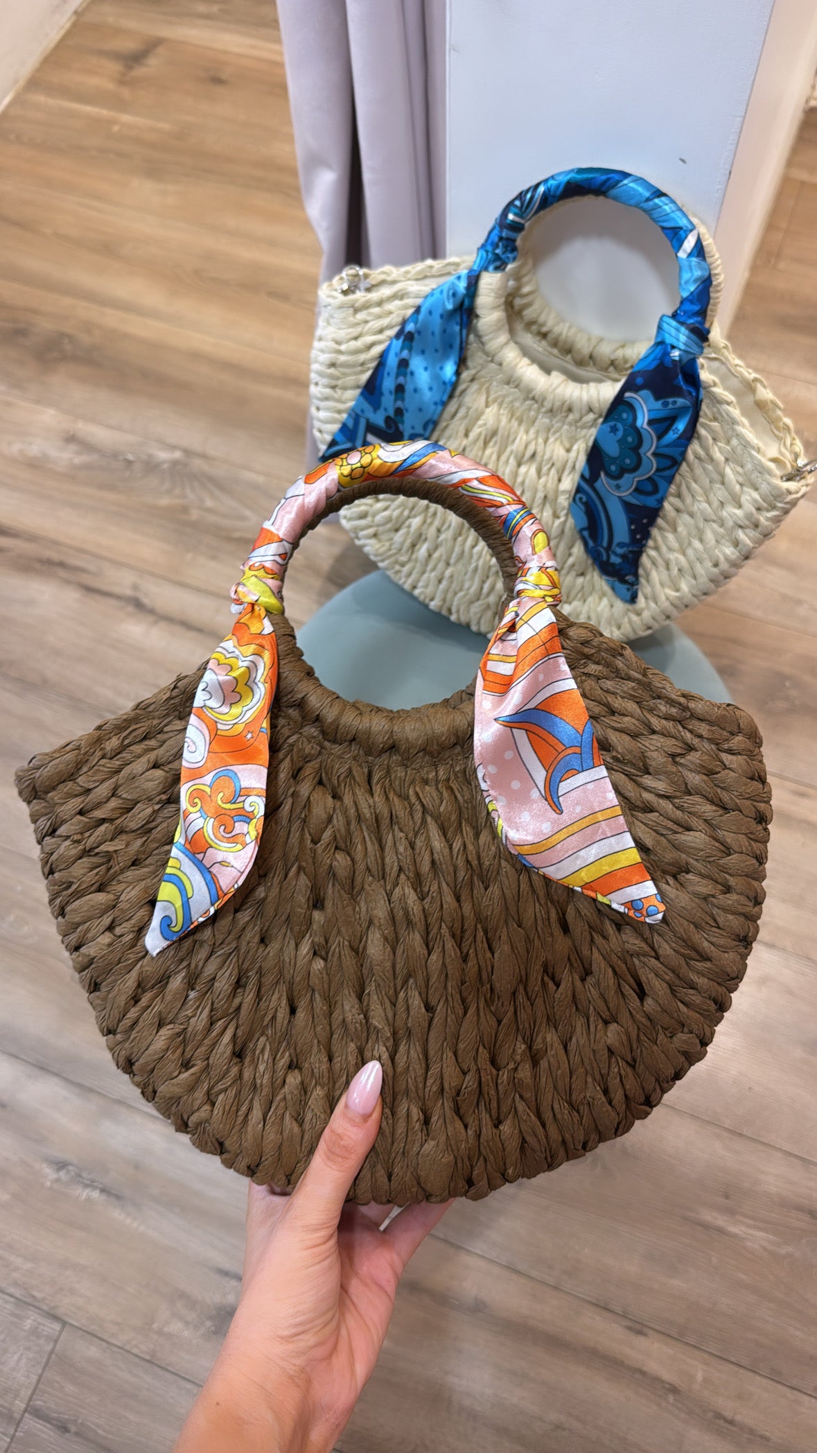 CIARA tan scarf woven bag
