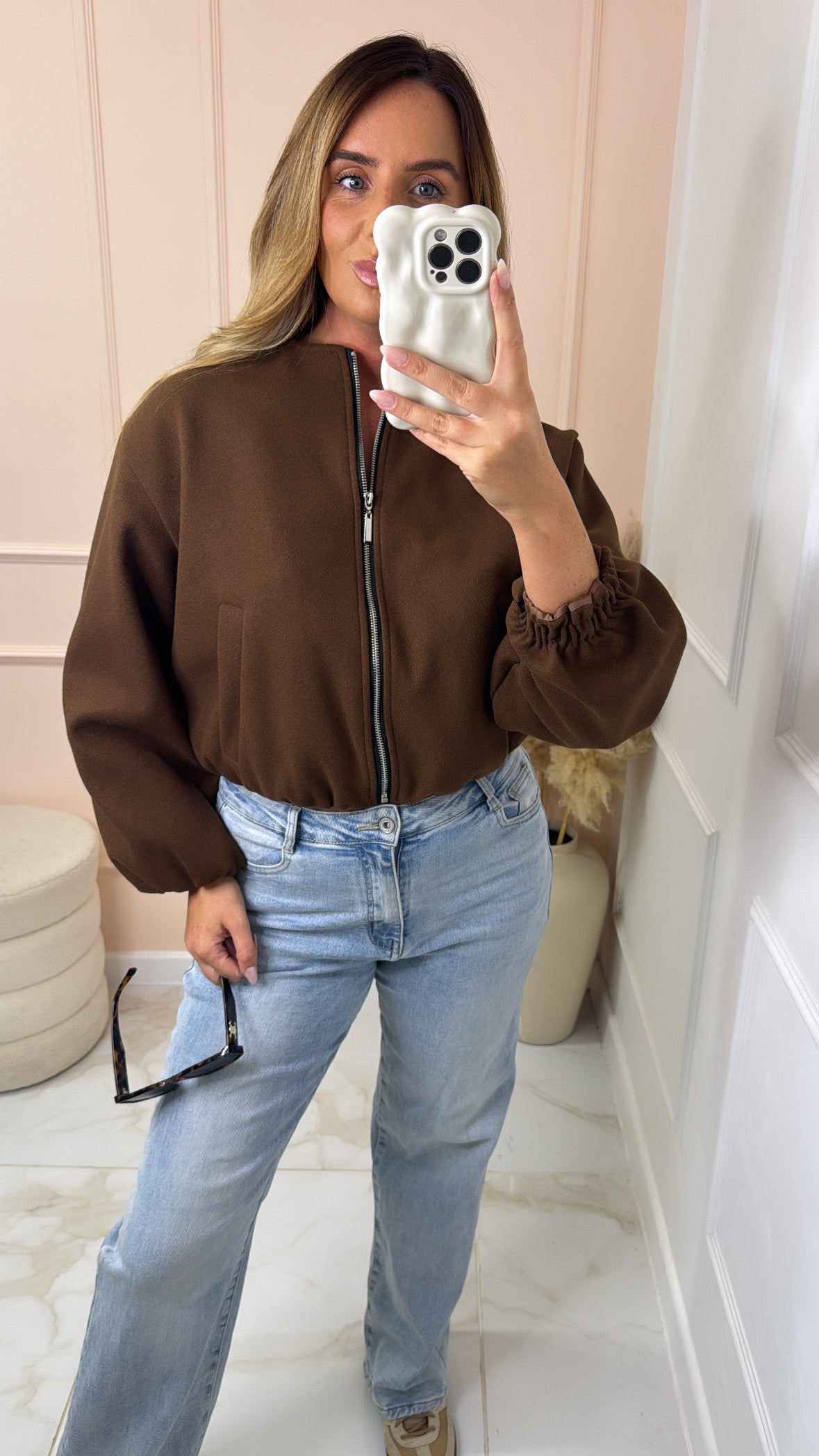 NIKKI chocolate bomber jacket