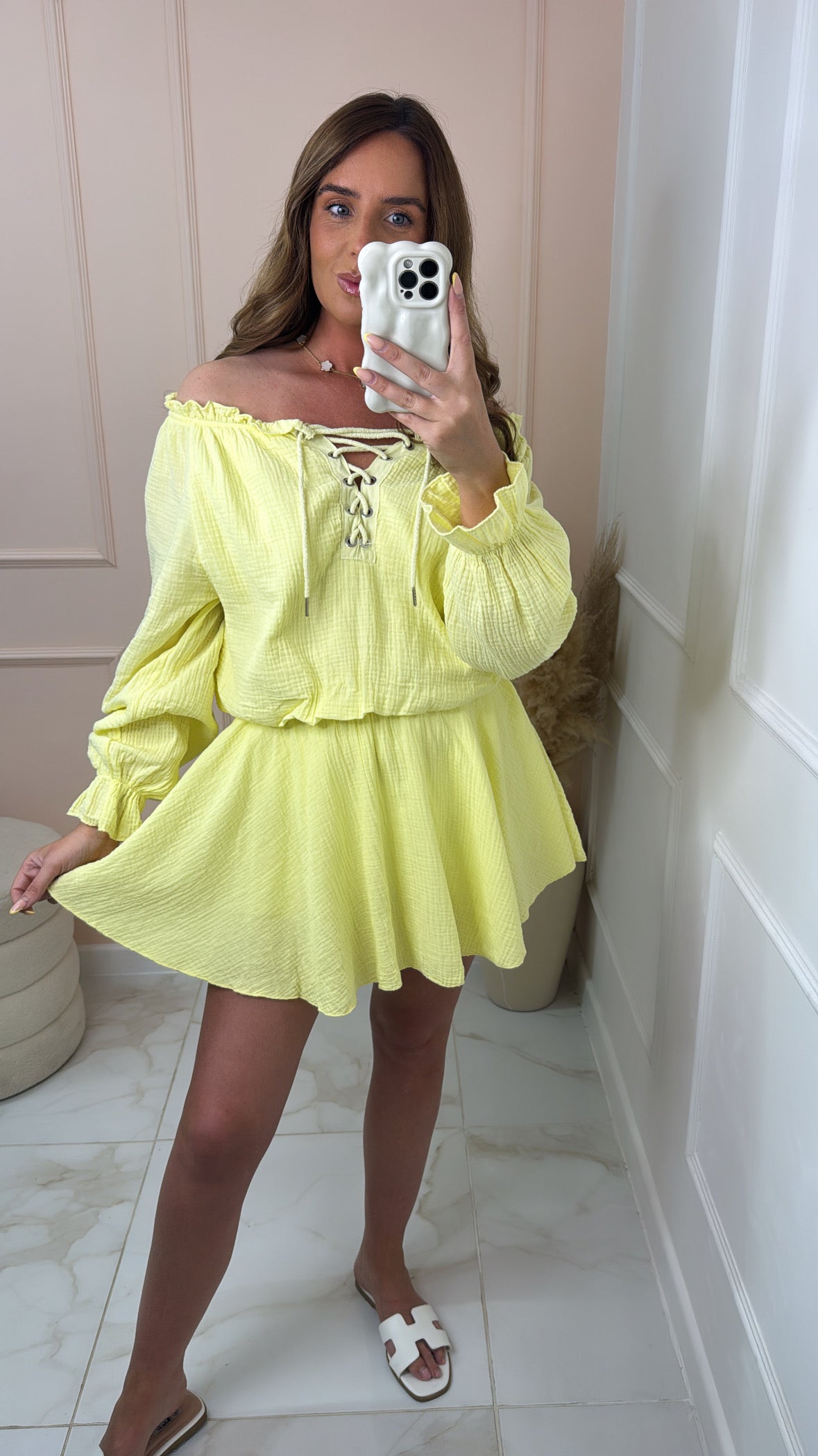 LACEY lemon cheesecloth tie front playsuit