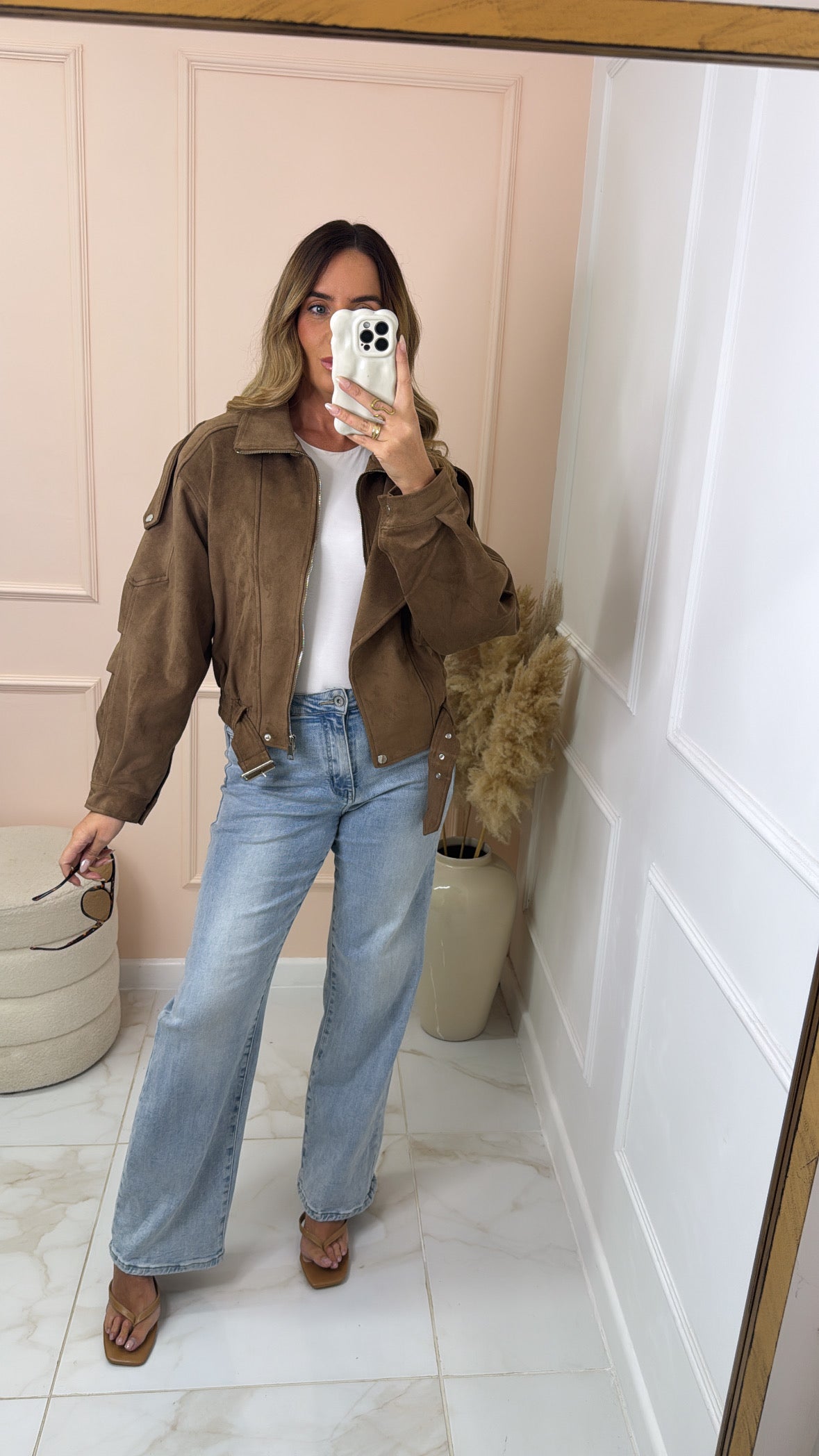 CIARA tan suede biker jacket