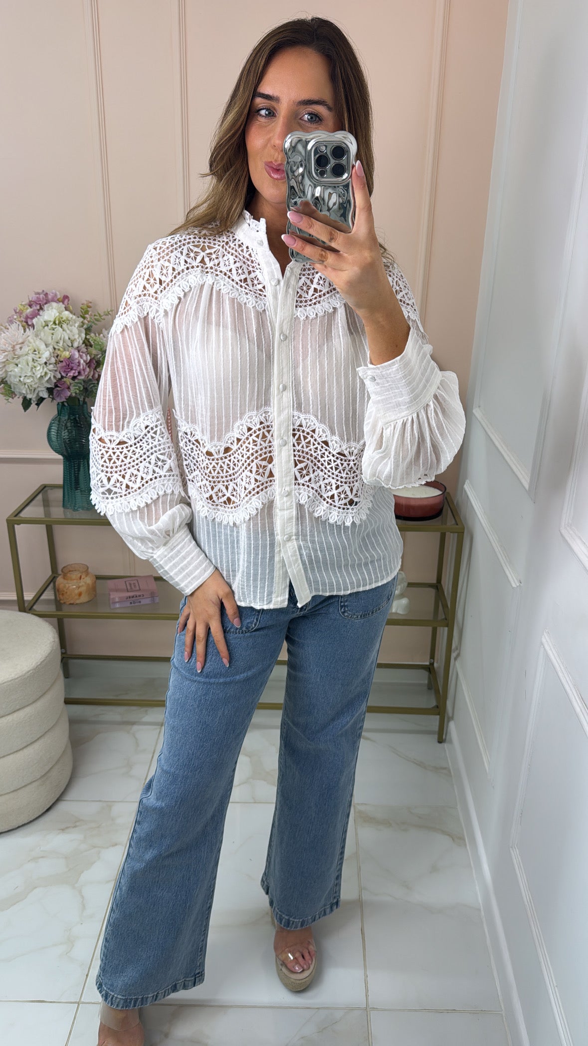 MAEVE white crochet blouse
