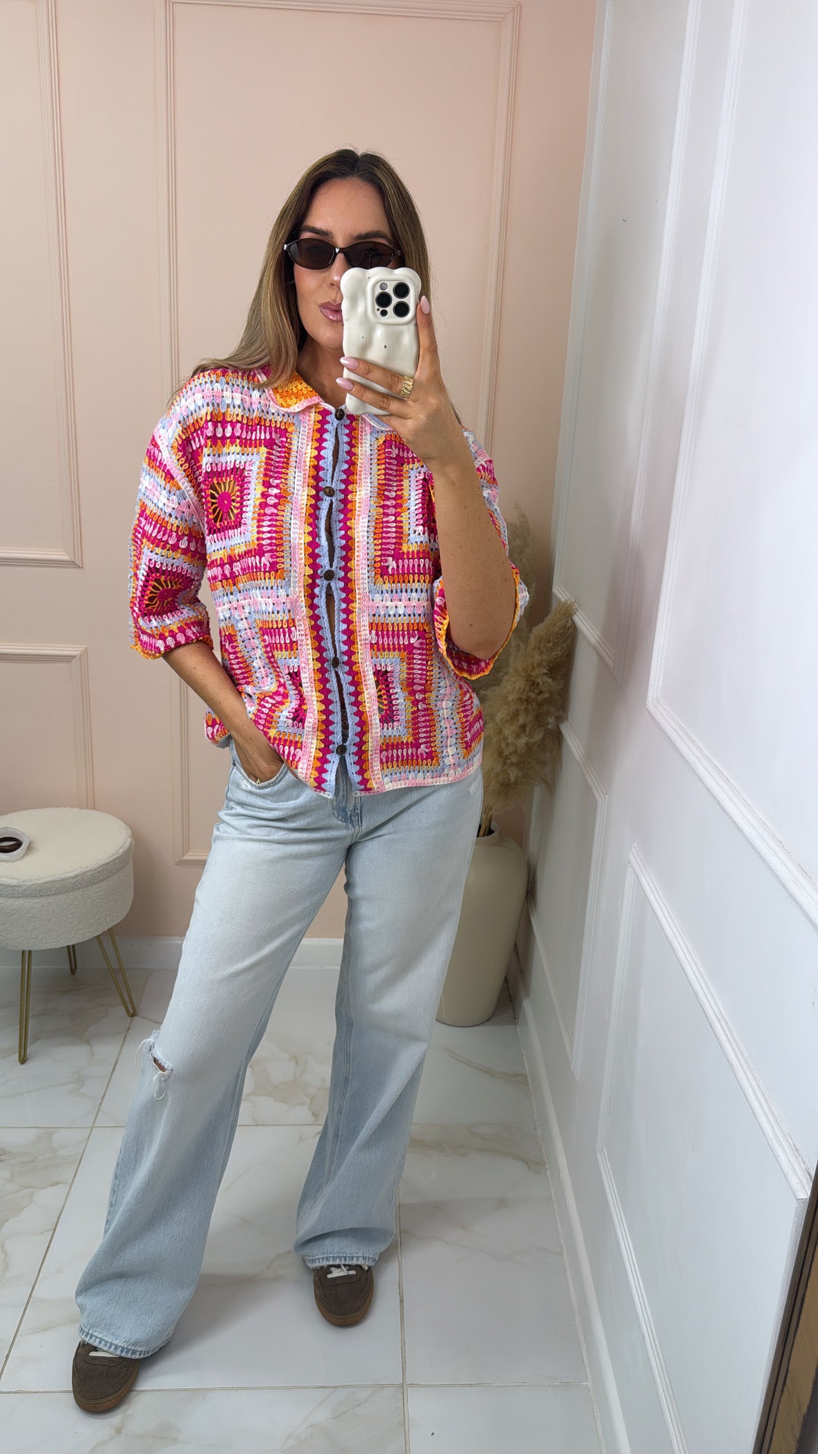 ELISE fuchsia boxy crochet top