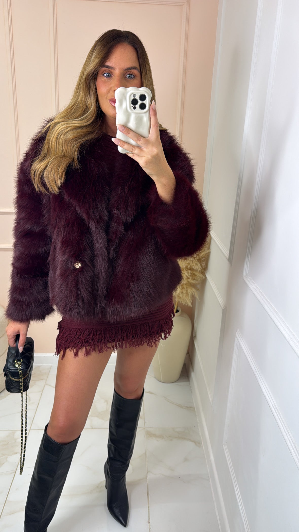 KEELEY wine faux fur soft jacket