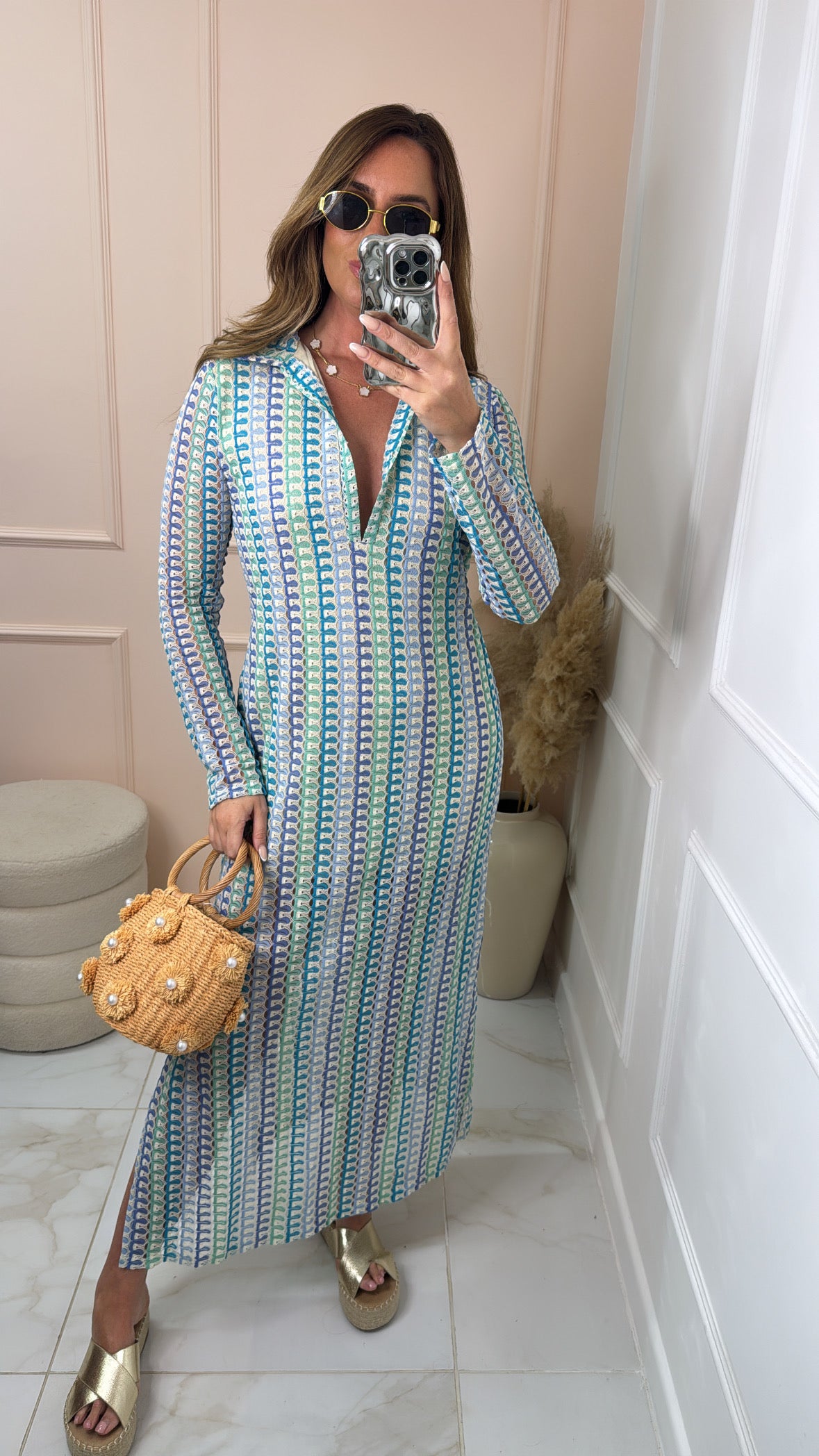 PALMA blue crochet beach cover up