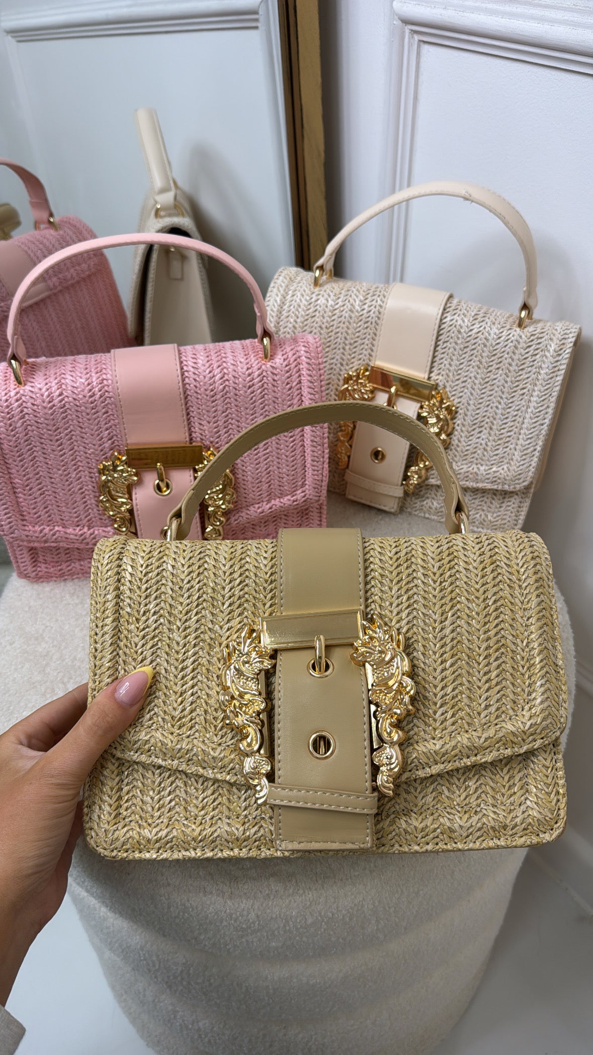 LIZZIE sand buckle detail grab bag