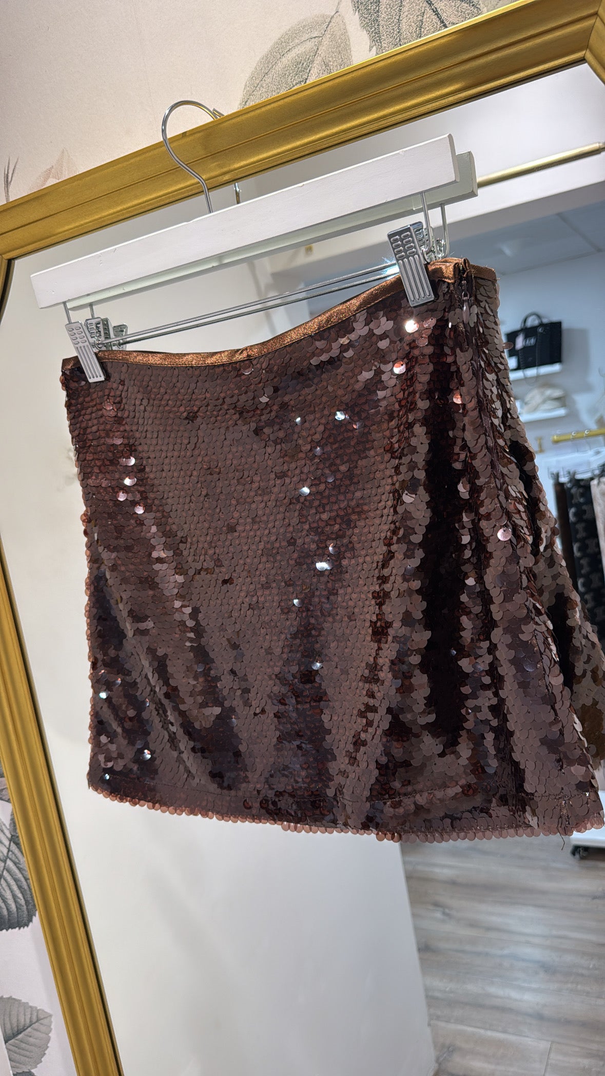 SHAKIRA brown sequin mini skirt
