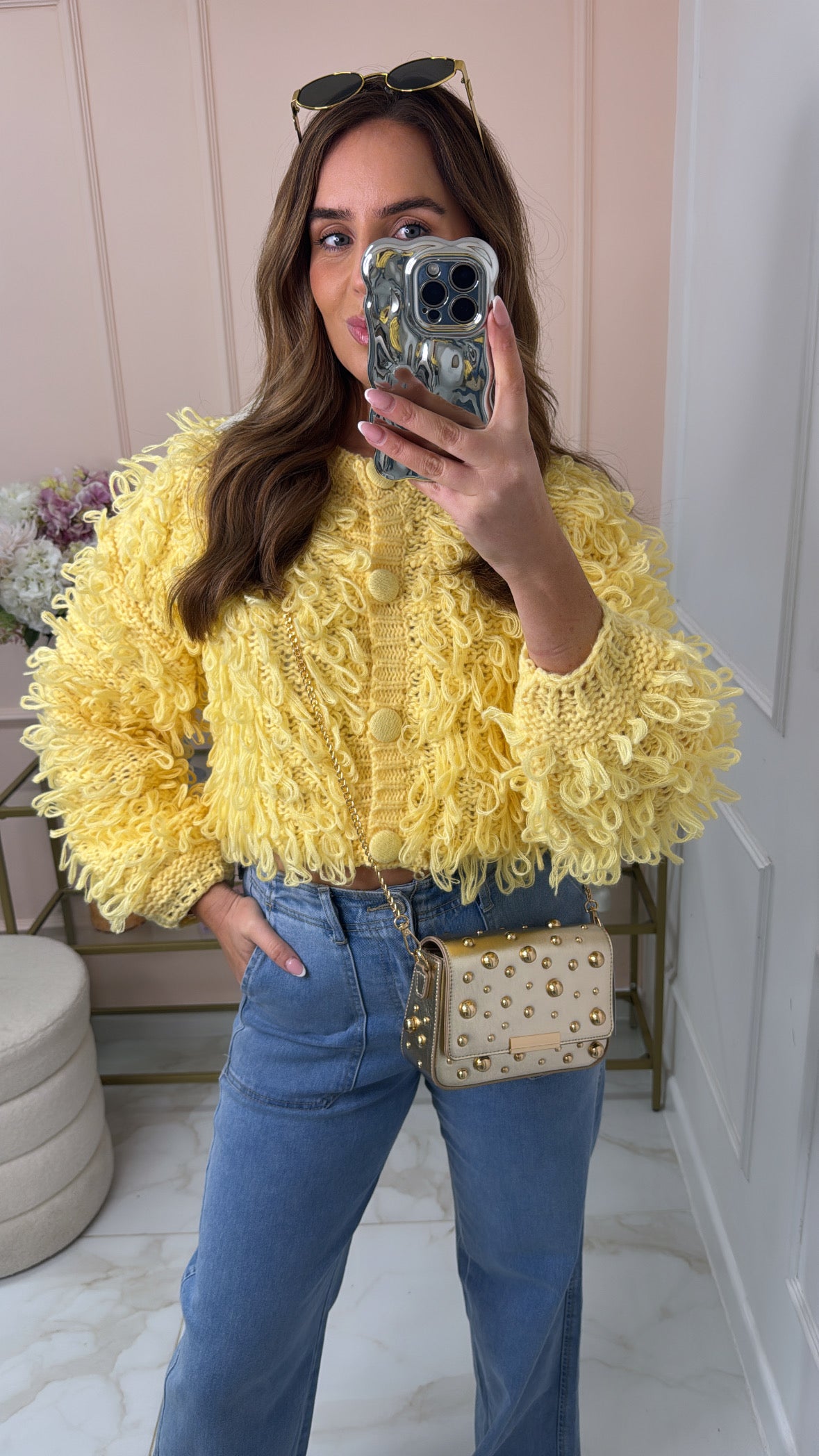 GRACEY gold pearl detailed crossbody bag