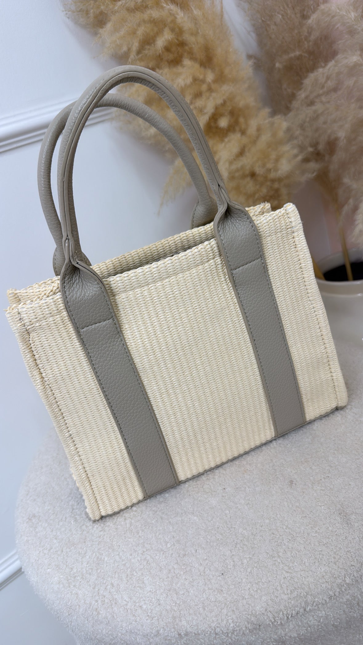 APRIL beige woven tote bag