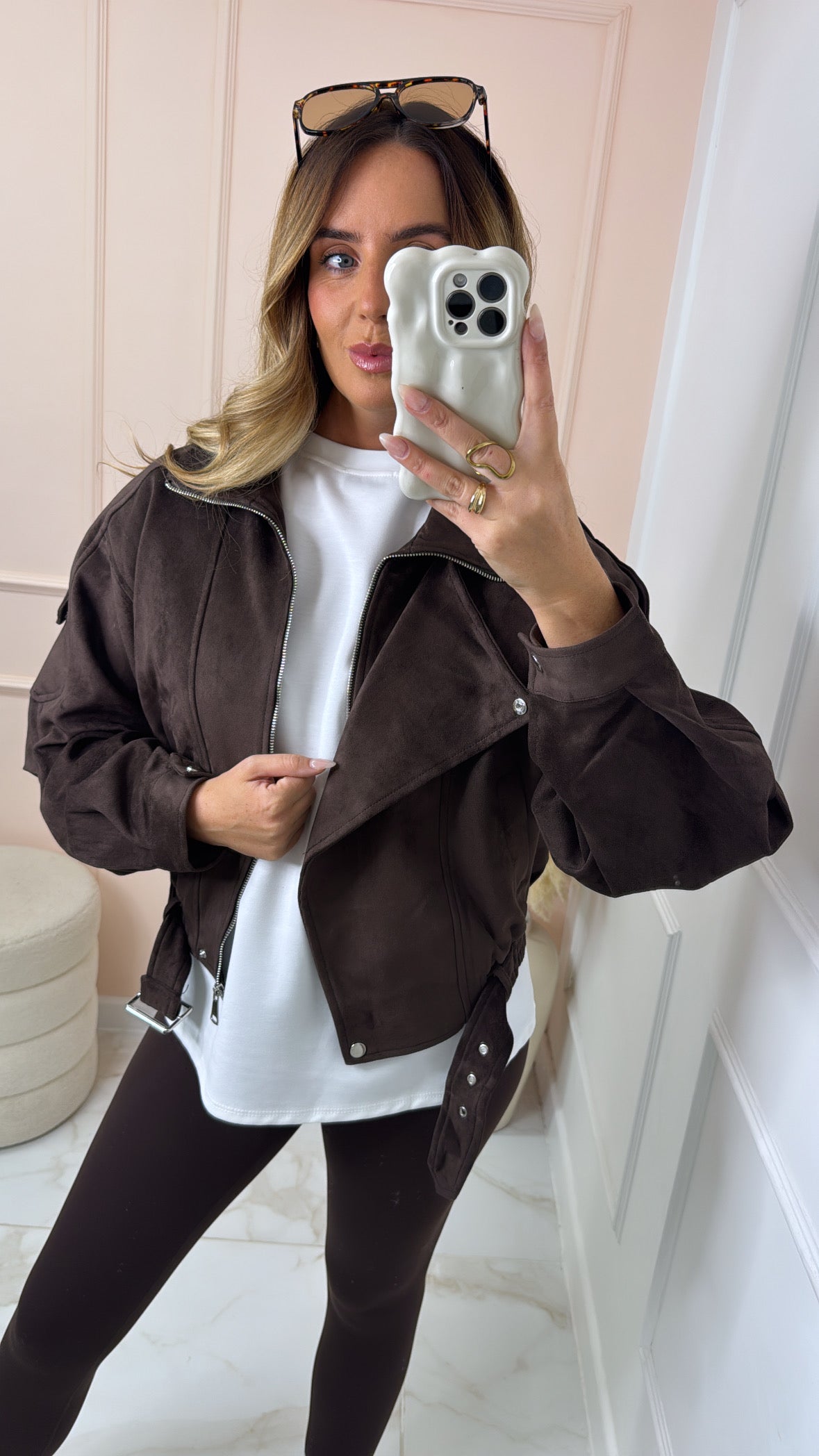 CIARA brown suede biker jacket