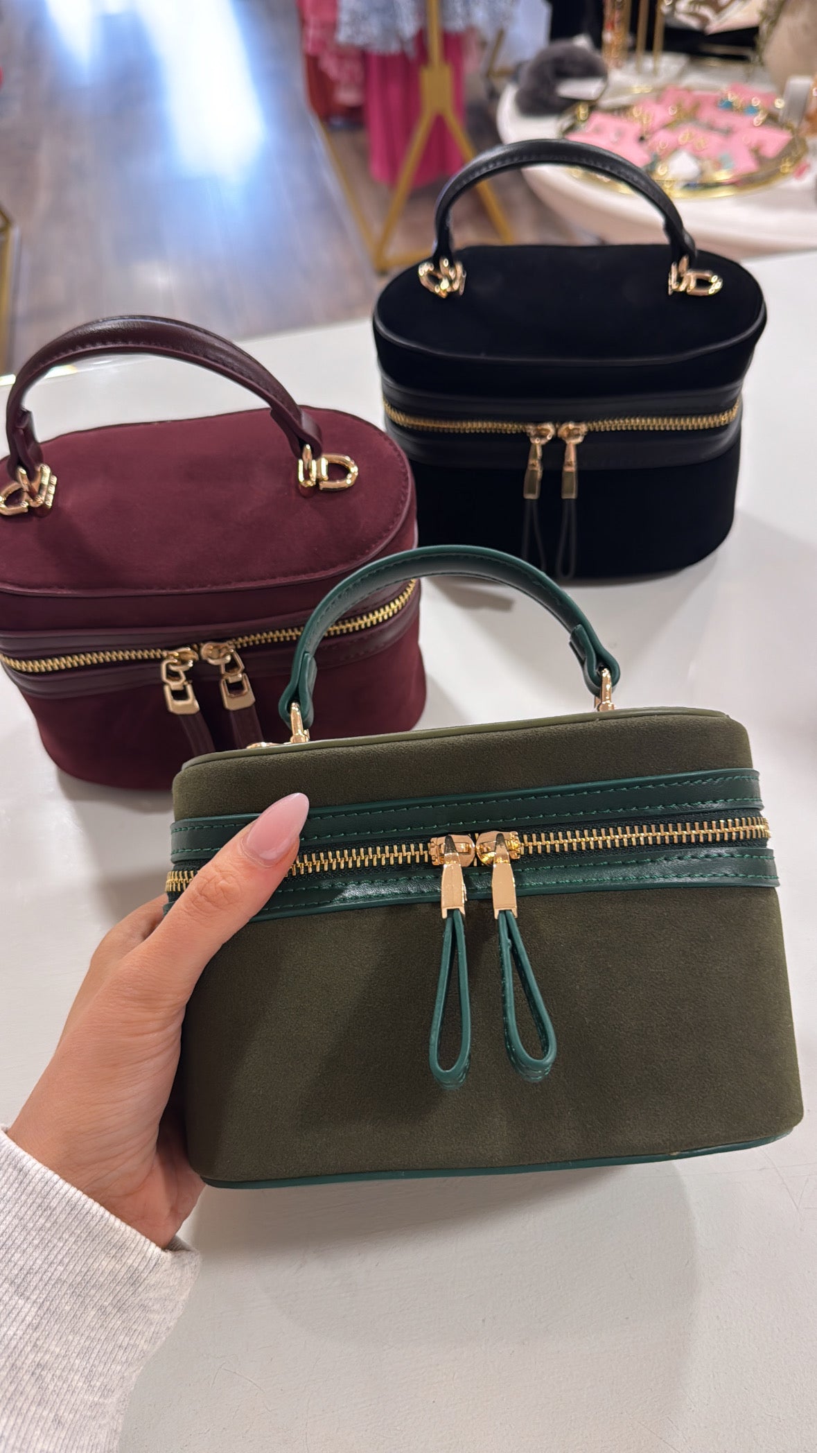 FRANKIE olive suede crossbody bag