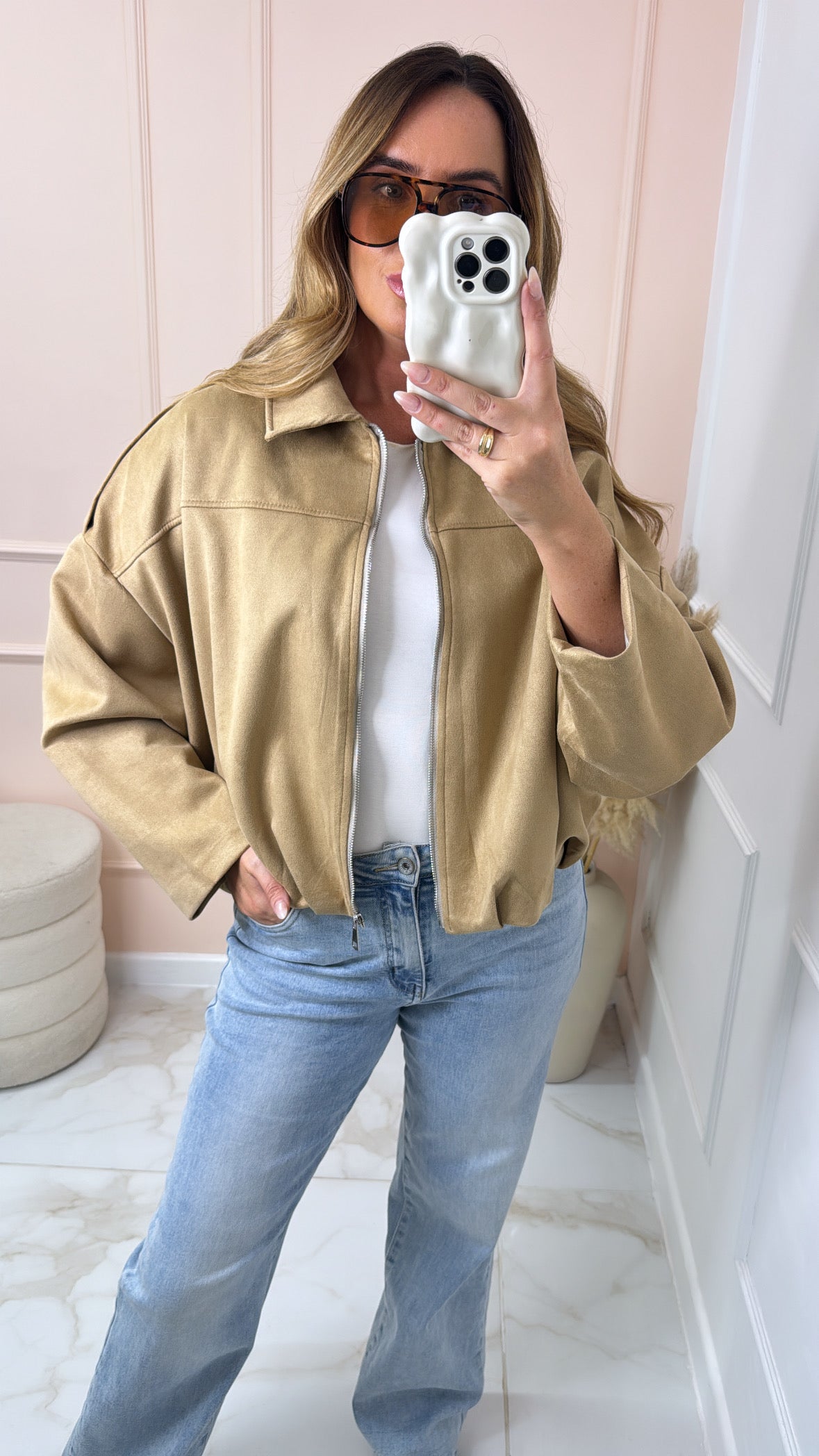 SADIE camel suede utility jacket