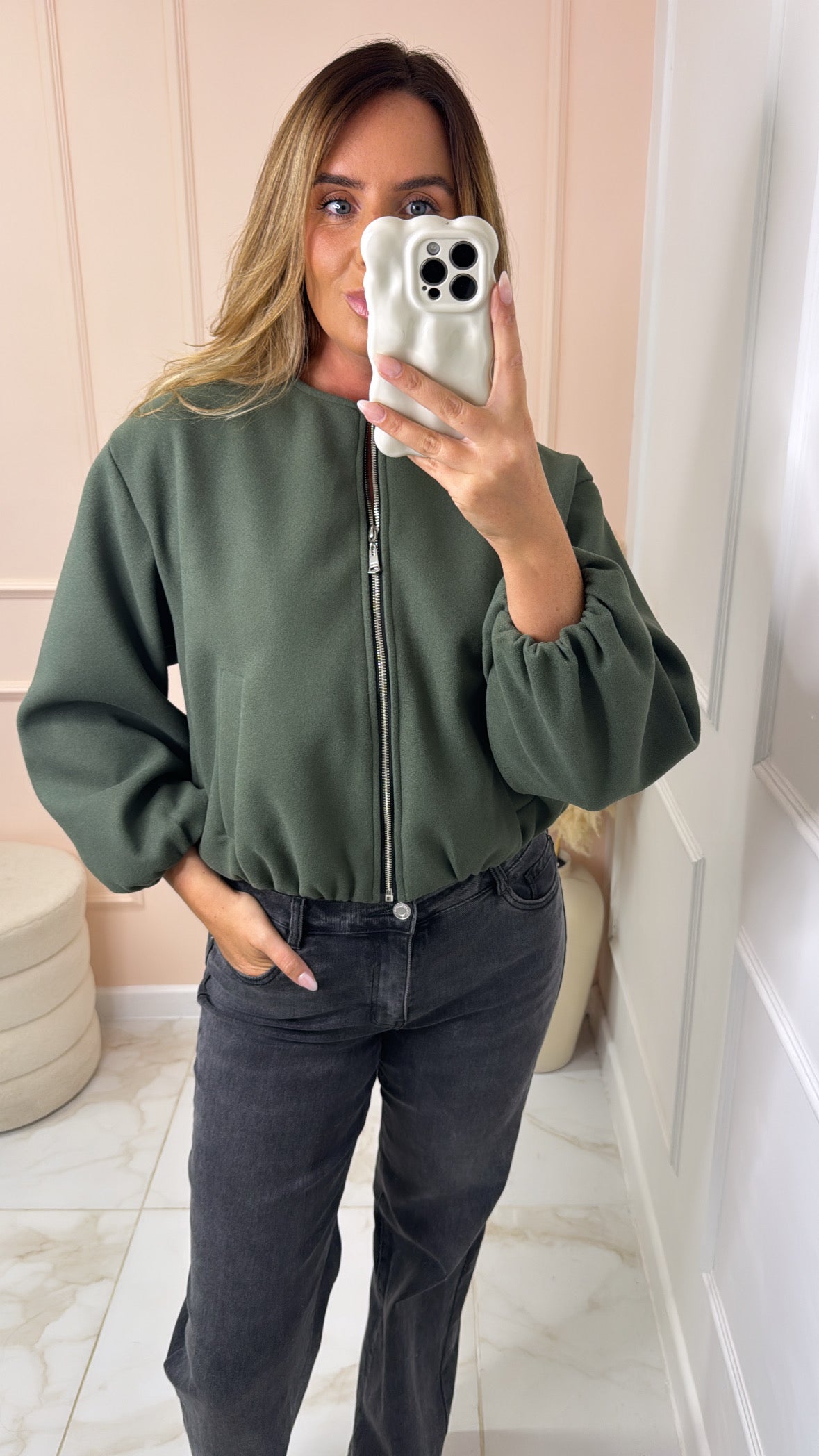 NIKKI khaki bomber jacket