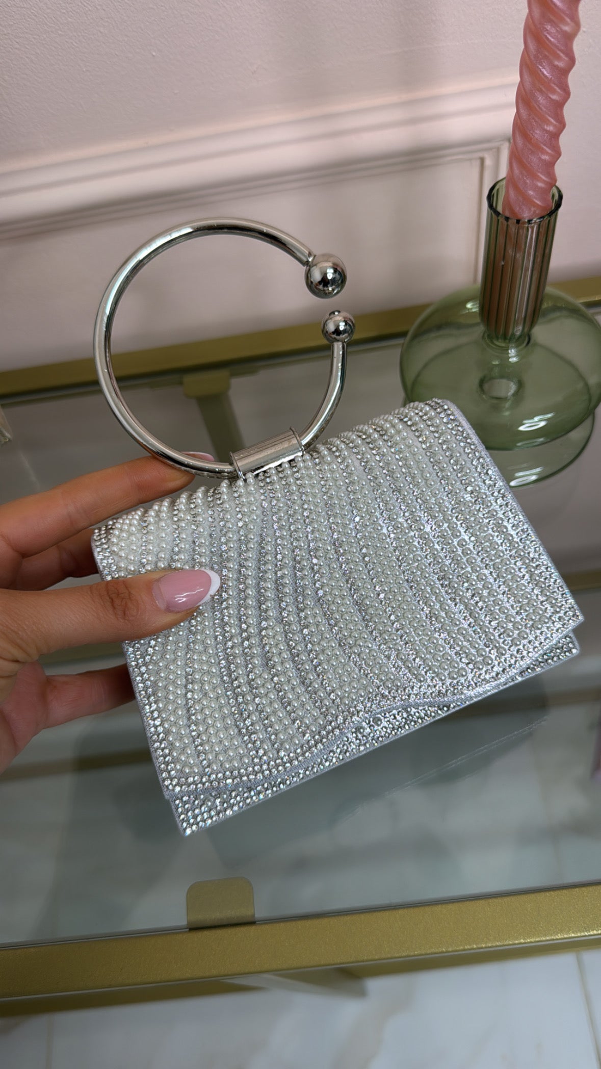 FREYA silver embellished mini grab bag