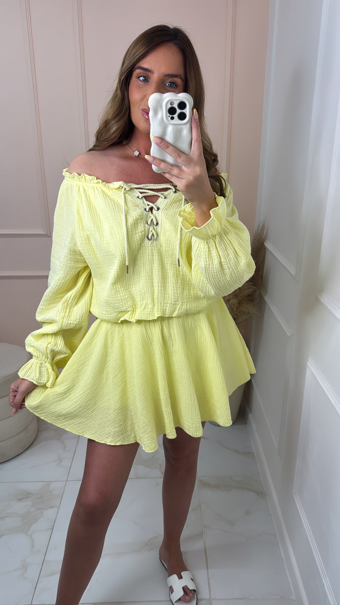 LACEY lemon cheesecloth tie front playsuit