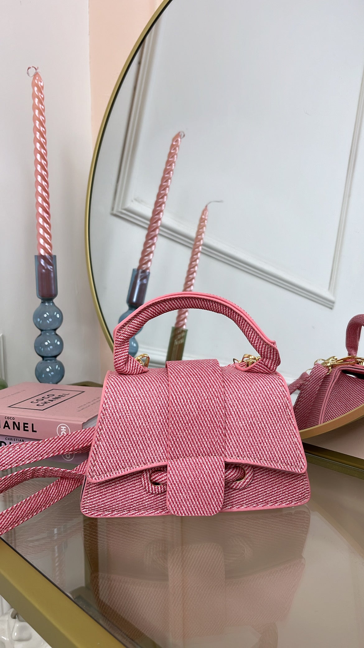 LUCIA pink textured mini bag