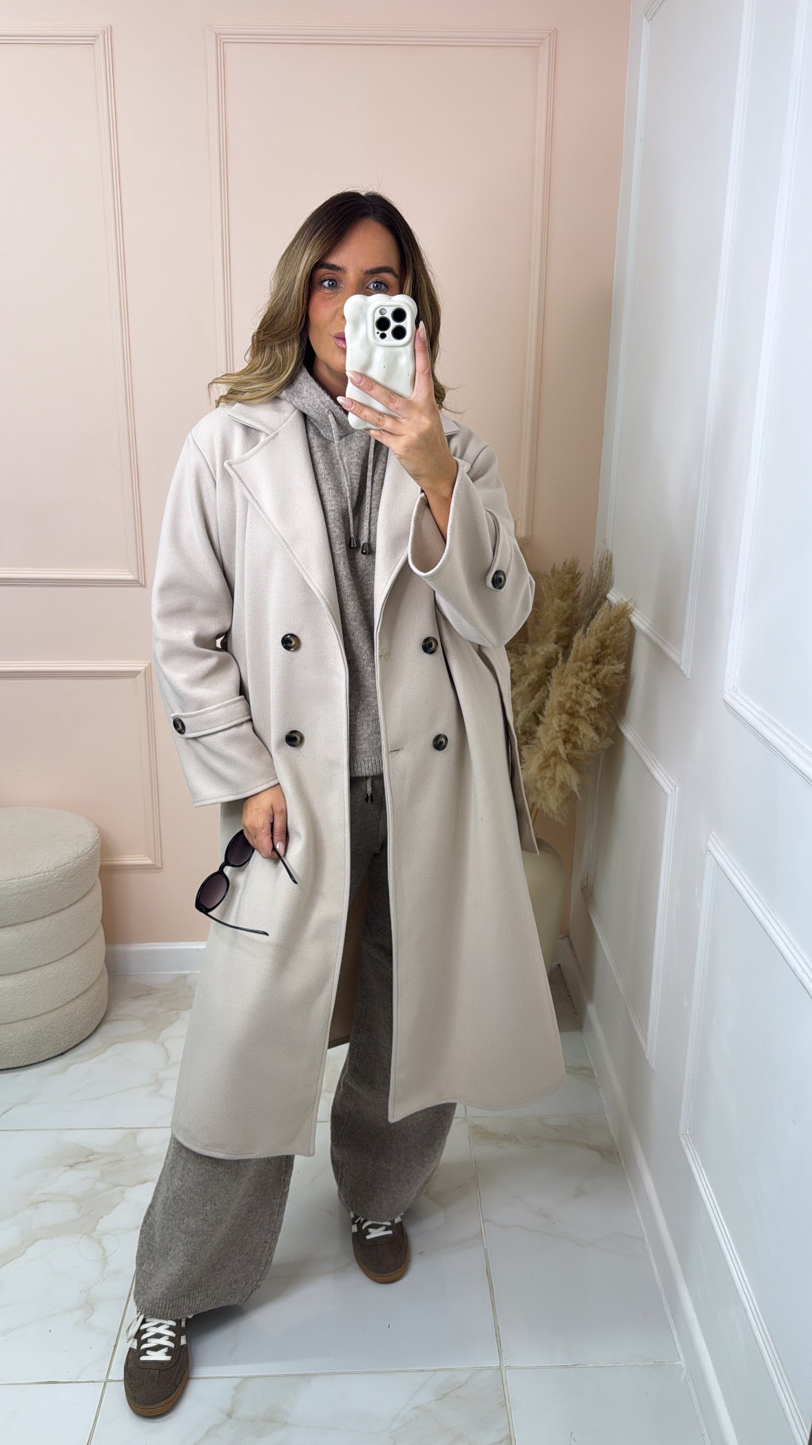 MORGAN beige collar belted trench coat