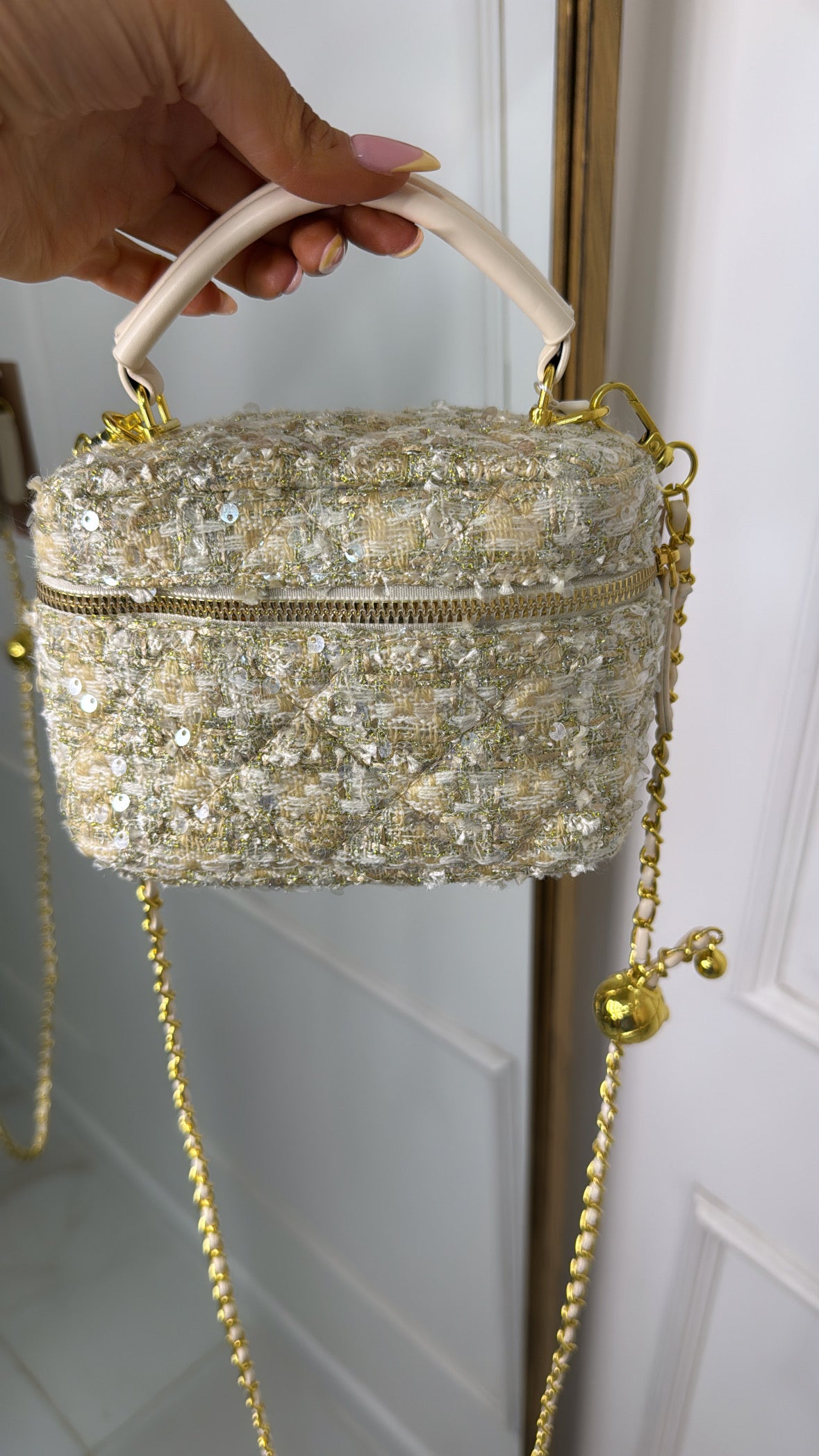 SIENNA cream tweed crossbody bag