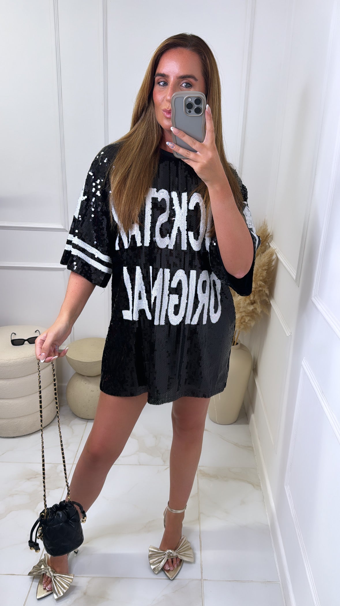 ROCKSTAR black sequin oversized t-shirt