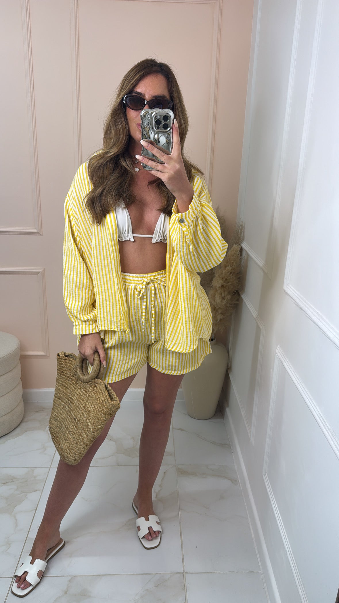 ELLIE lemon stripe short set
