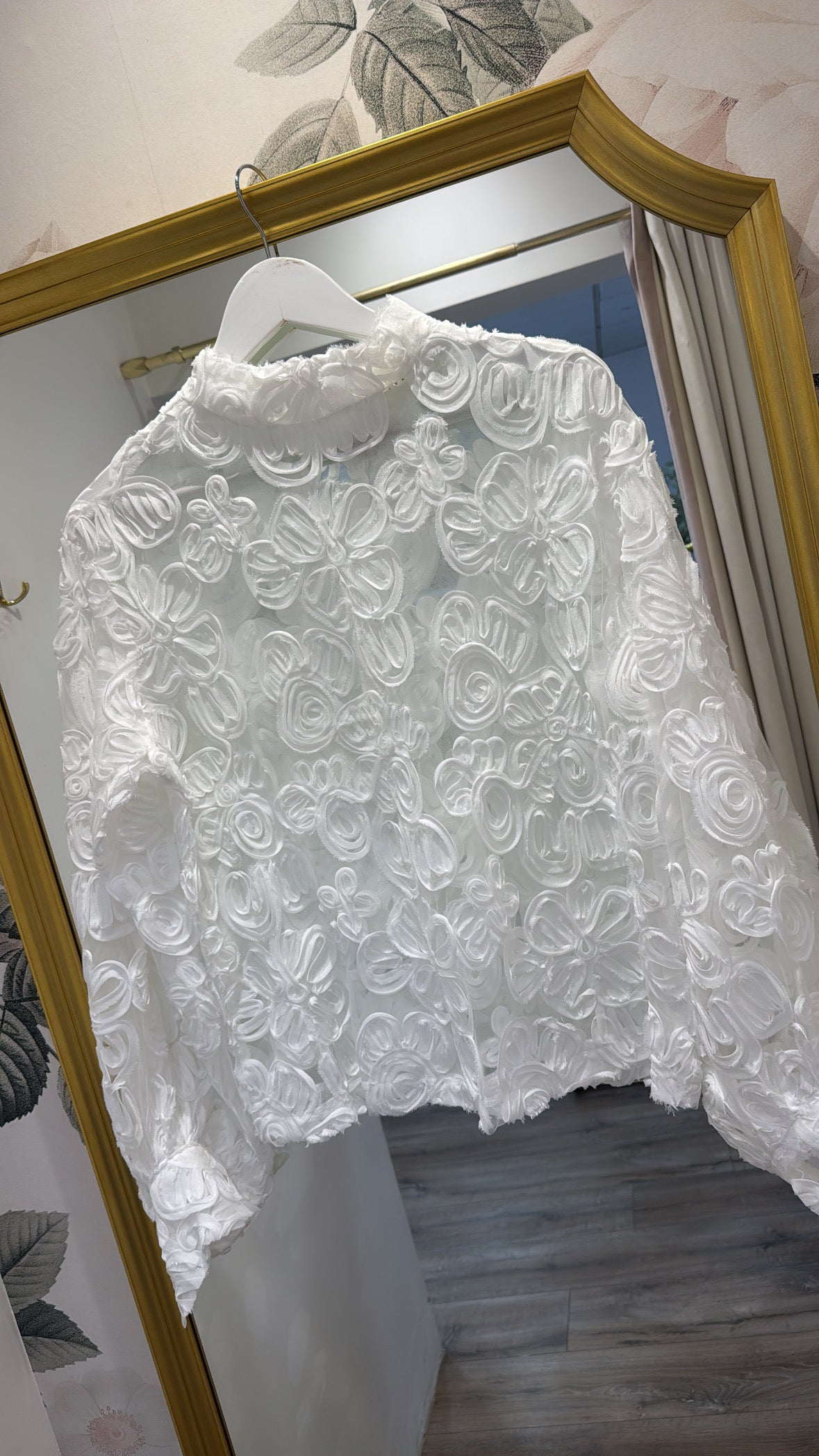 PALOMA white 3D floral high neck top