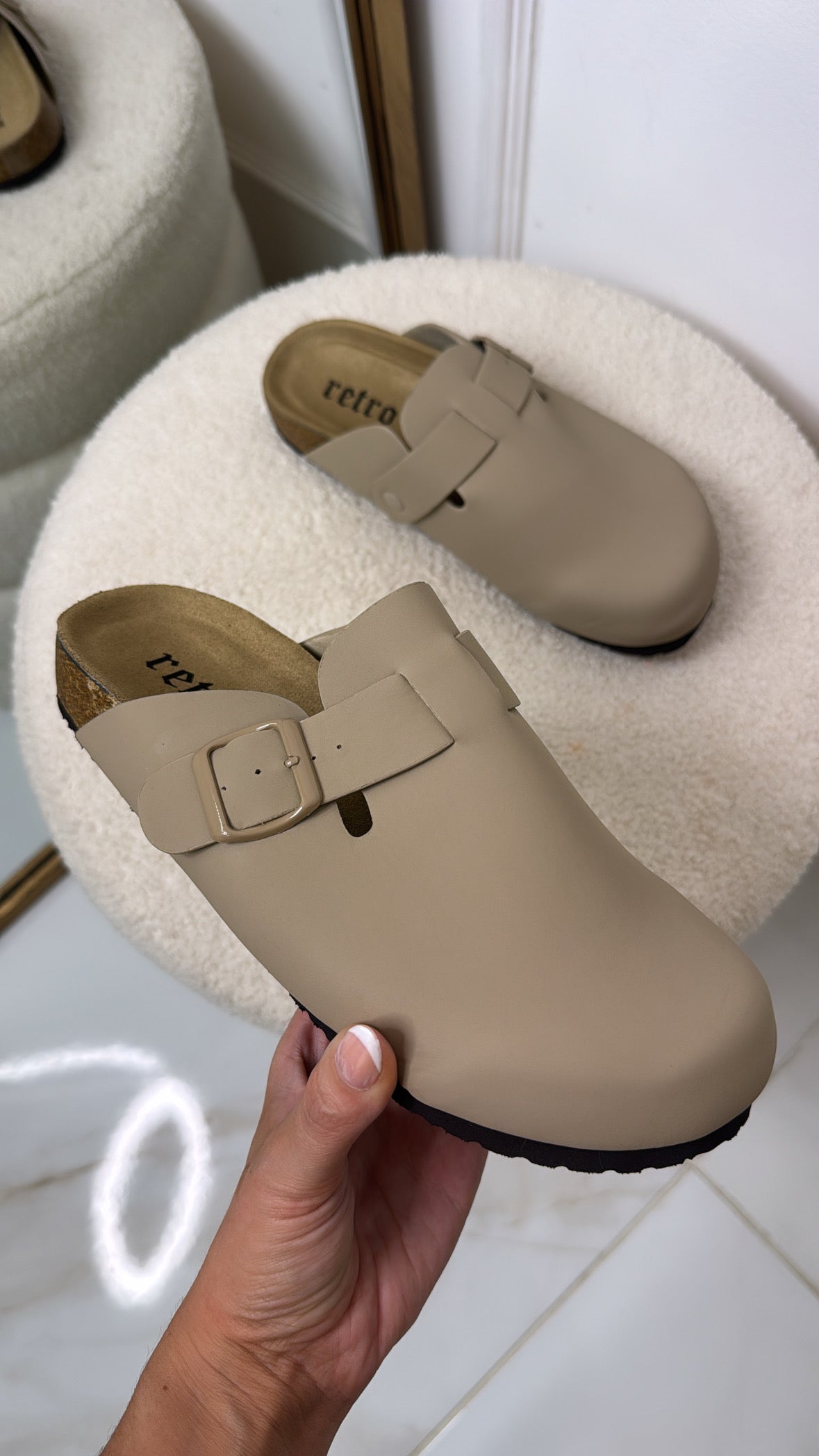 ALLY stone slip on mule