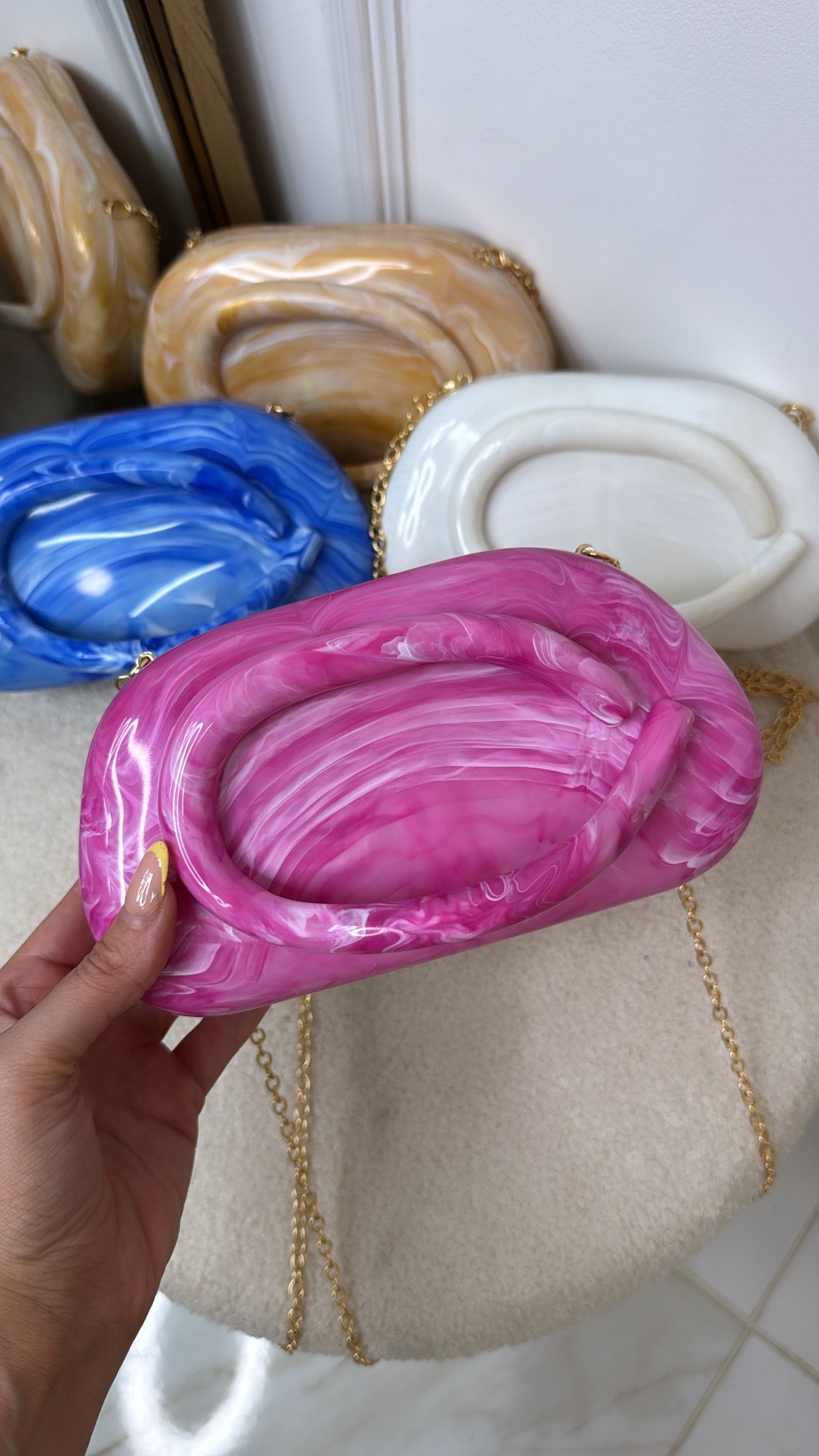 ESME pink marble effect bag