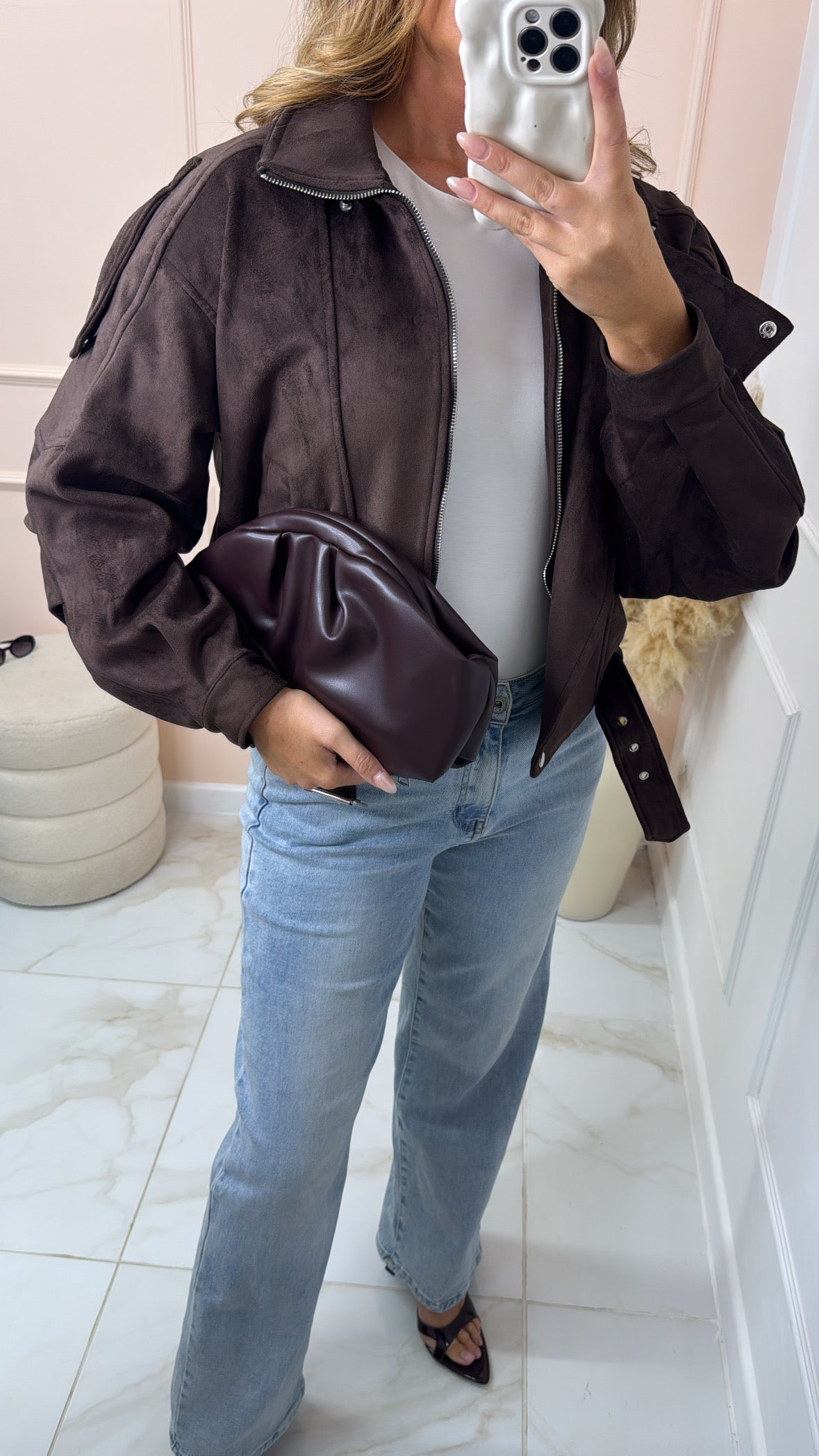 CIARA brown suede biker jacket