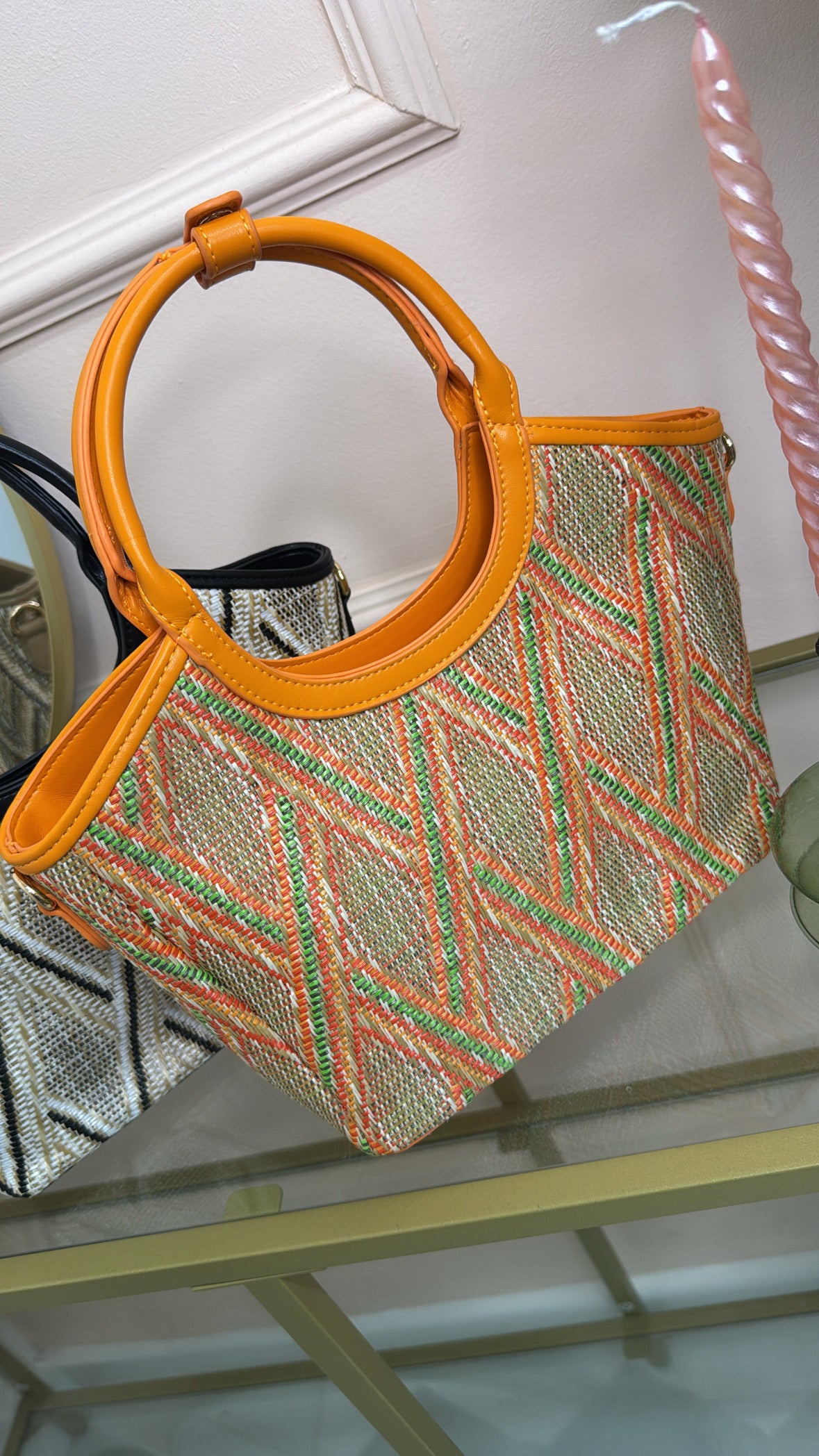 SUMMER orange woven bag