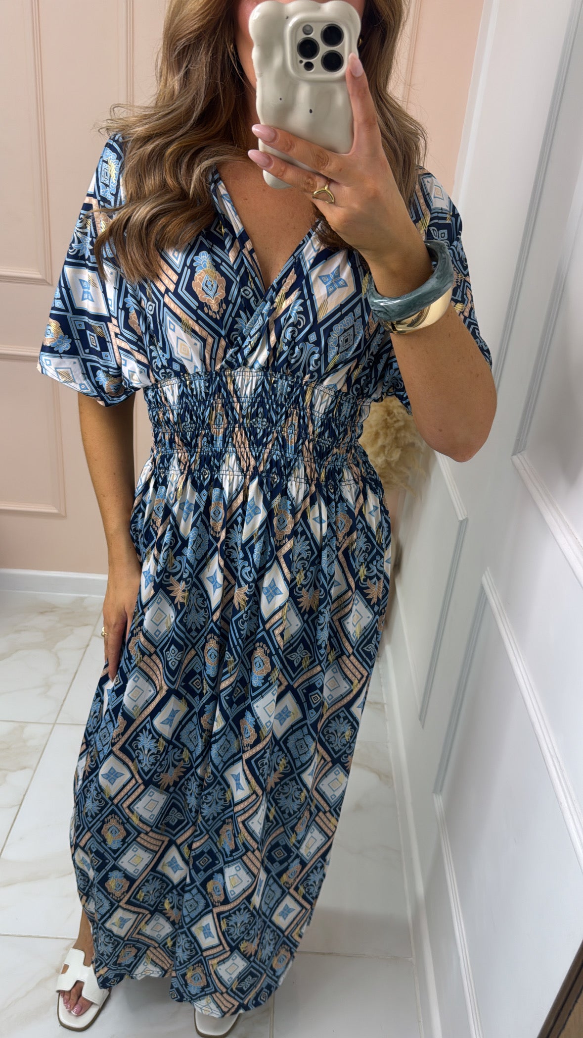 DAHLIA blue printed maxi dress
