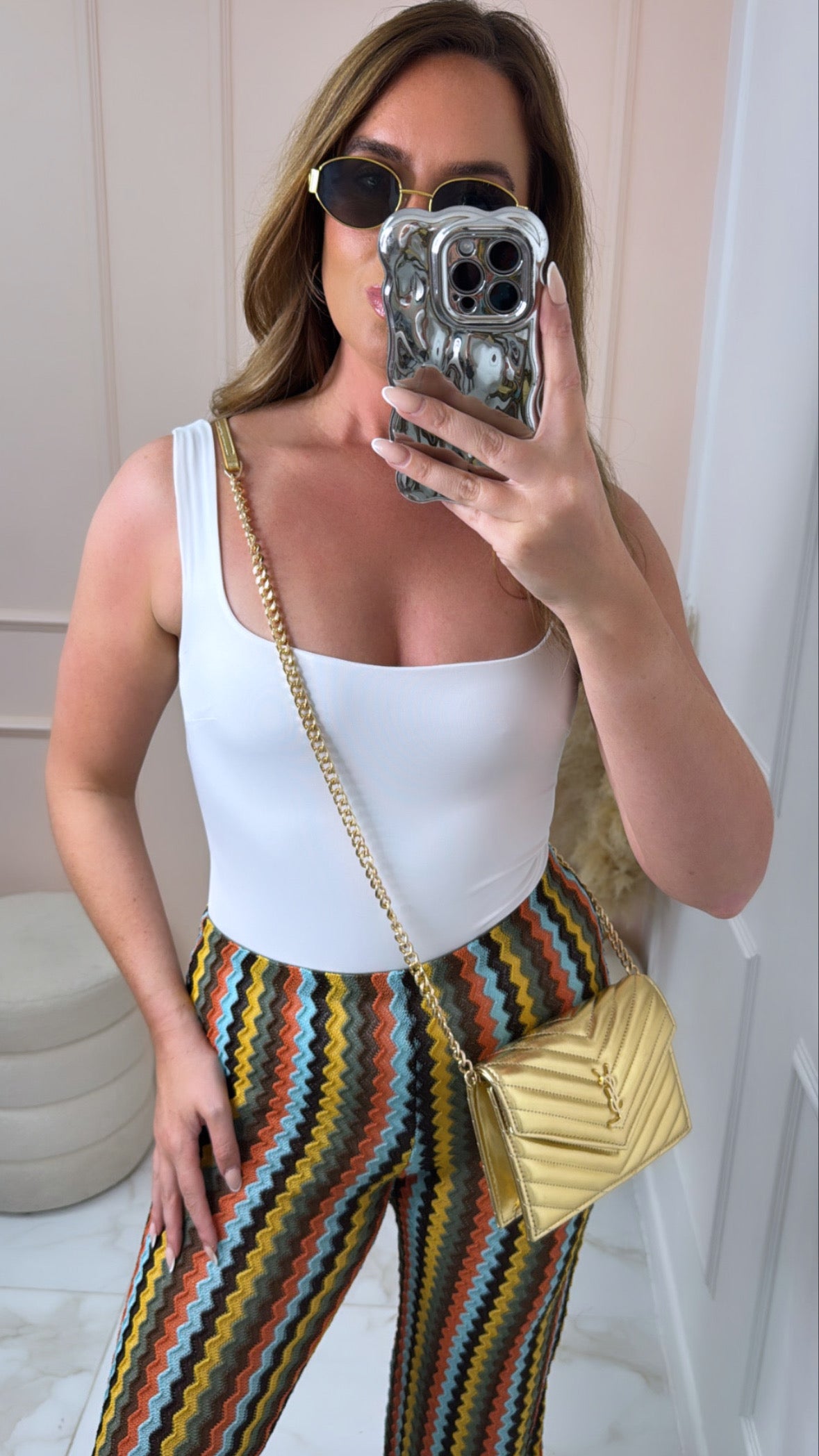 CLARA white square neck bodysuit