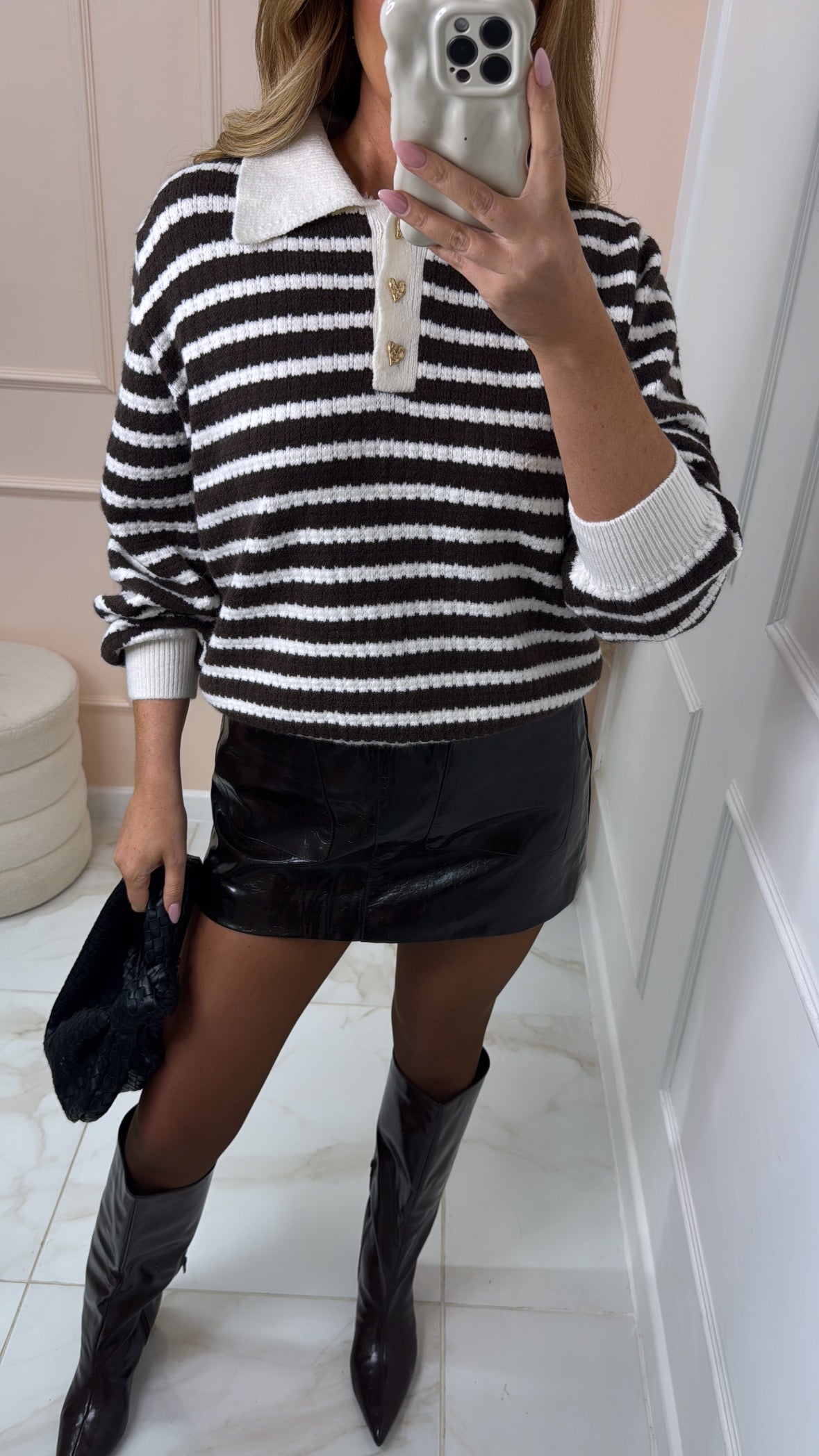 MILLIE brown stripe knitted jumper