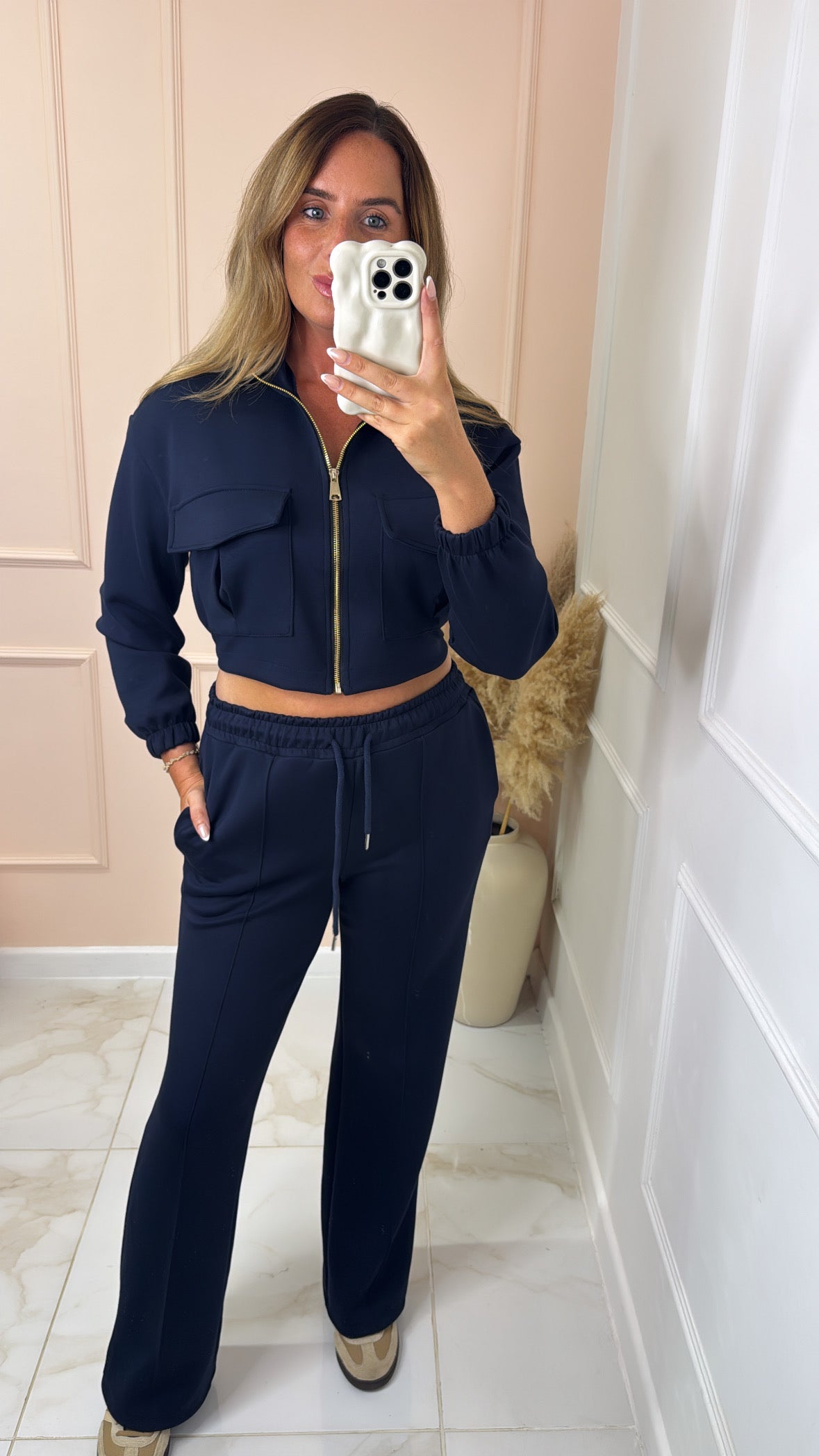 MIA navy zip up utility lounge set
