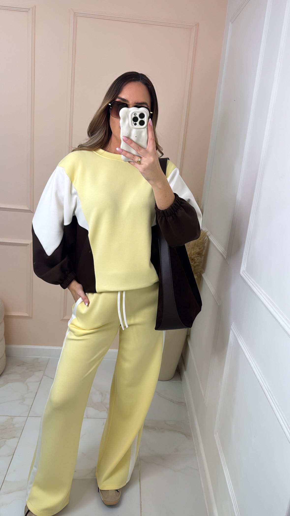 ELOUISE lemon colour block lounge set