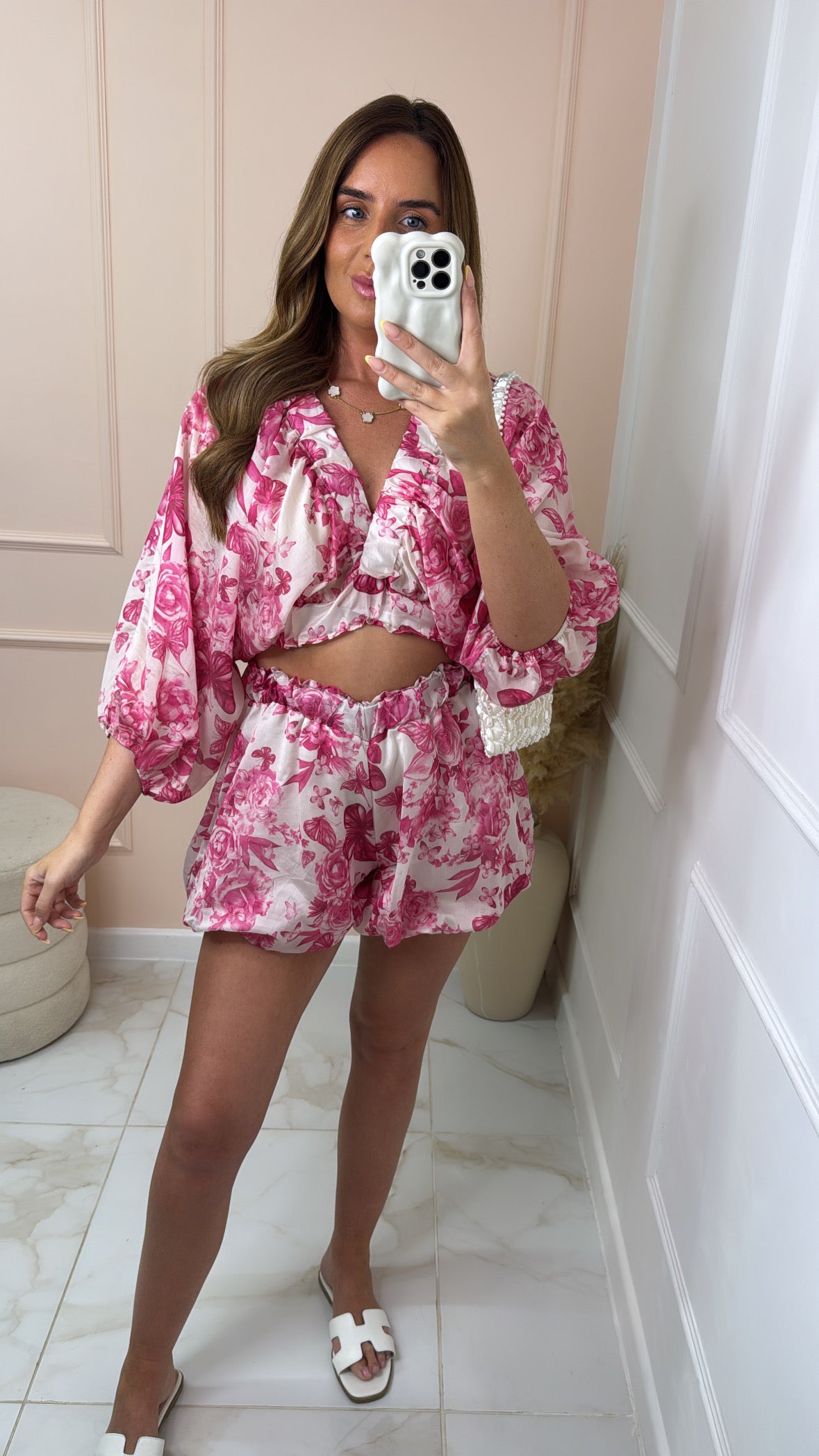 DARCIE pink floral print short set
